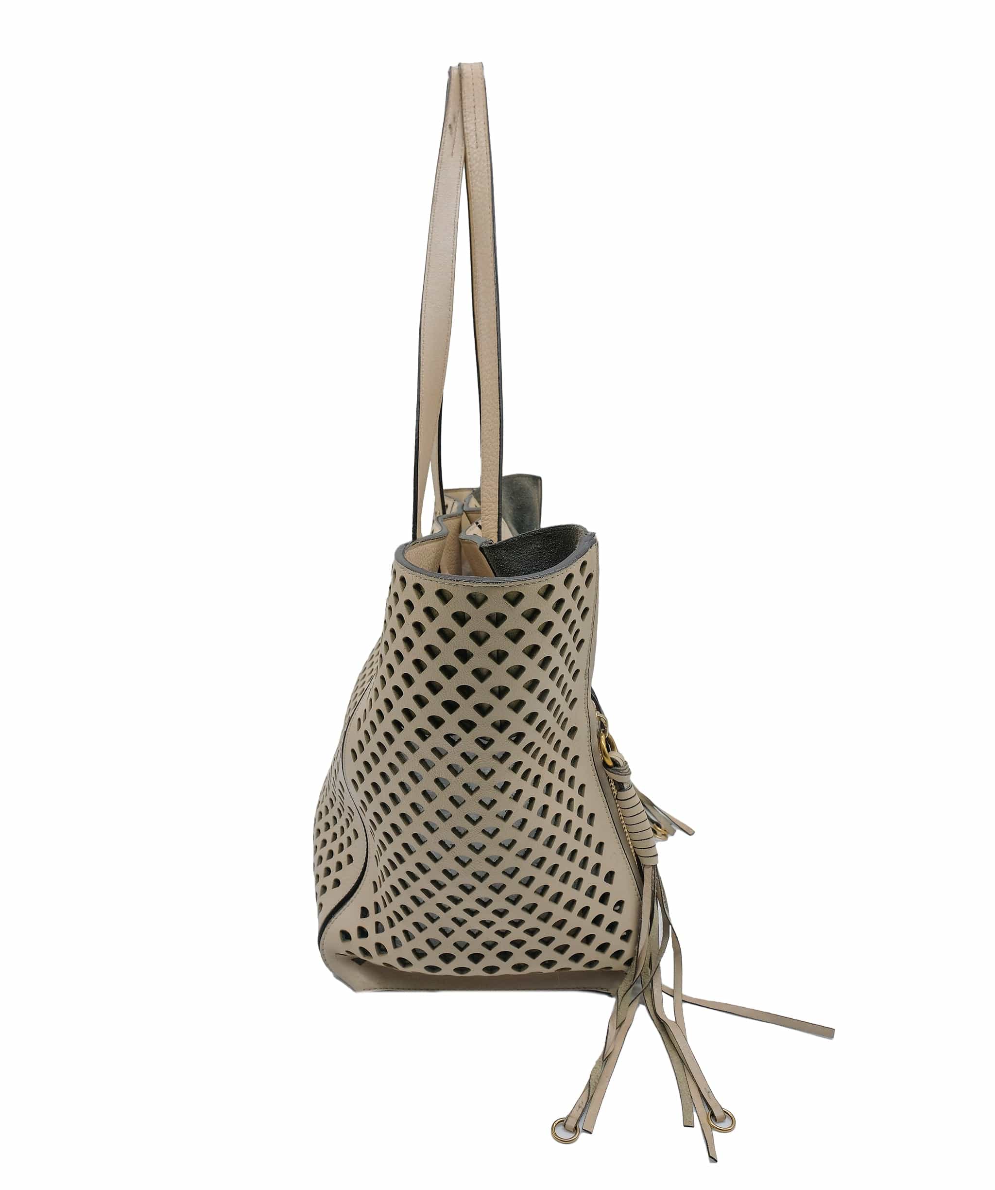 Chloé Chloe Tote perforated Beige Leather Bag RJC3251