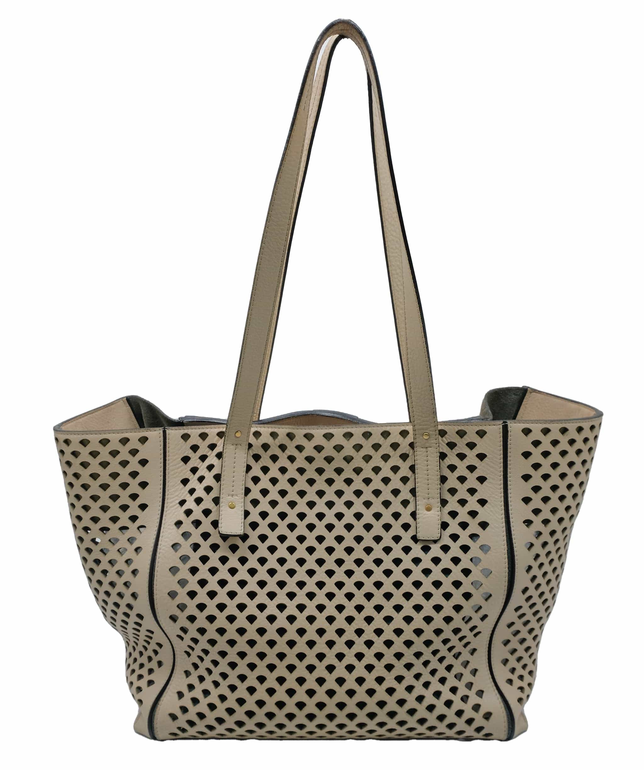 Chloé Chloe Tote perforated Beige Leather Bag RJC3251