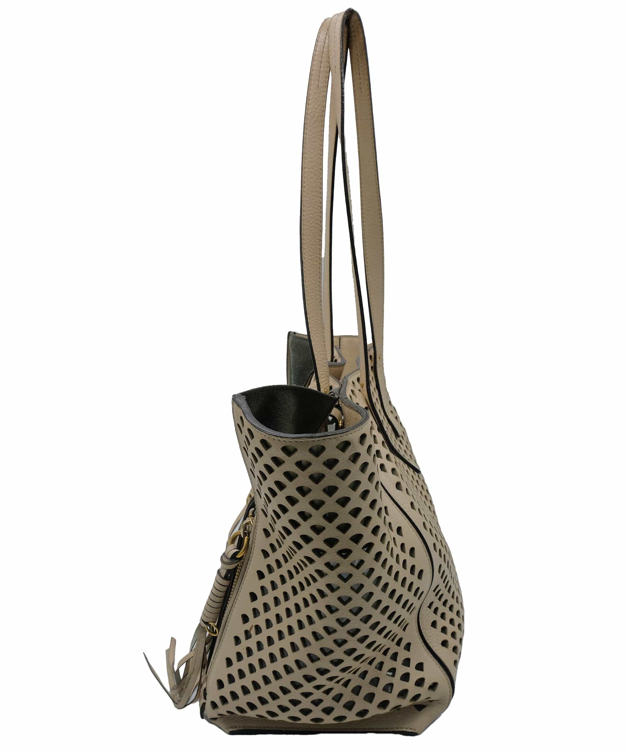 Chloé Chloe Tote perforated Beige Leather Bag RJC3251