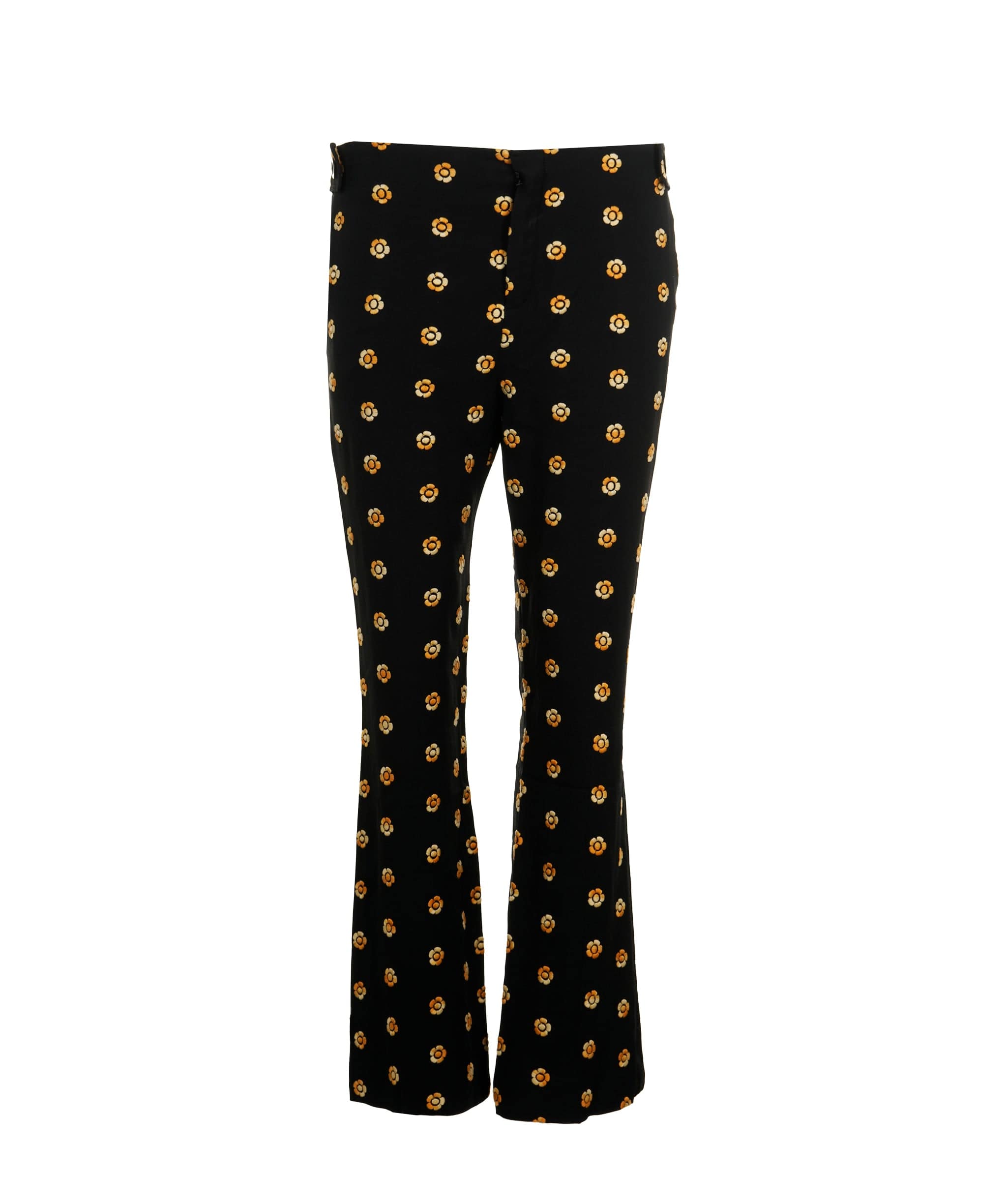 Chloe Chloe black suit trousers with orange embroidered flowers AGC1589