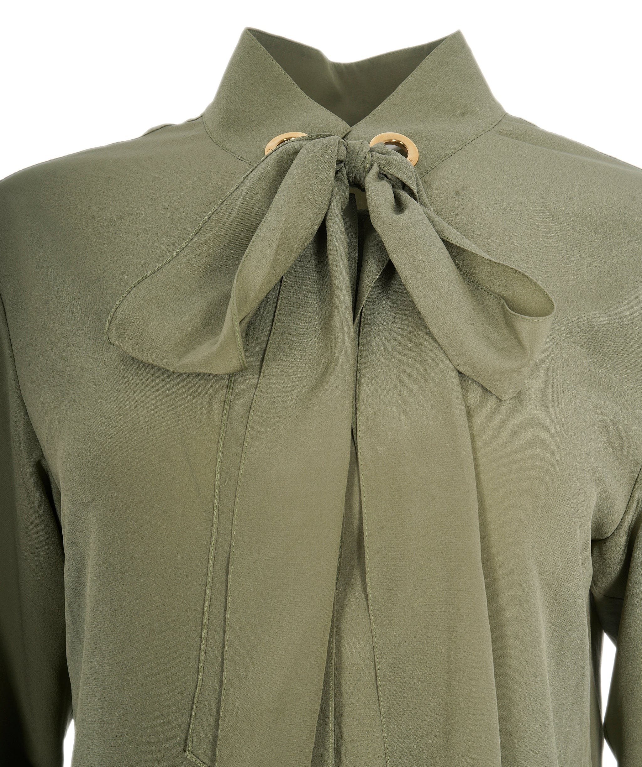 Chloé Chloe Khaki Green Chiffon Formal Shirt Size 40  ALL0437