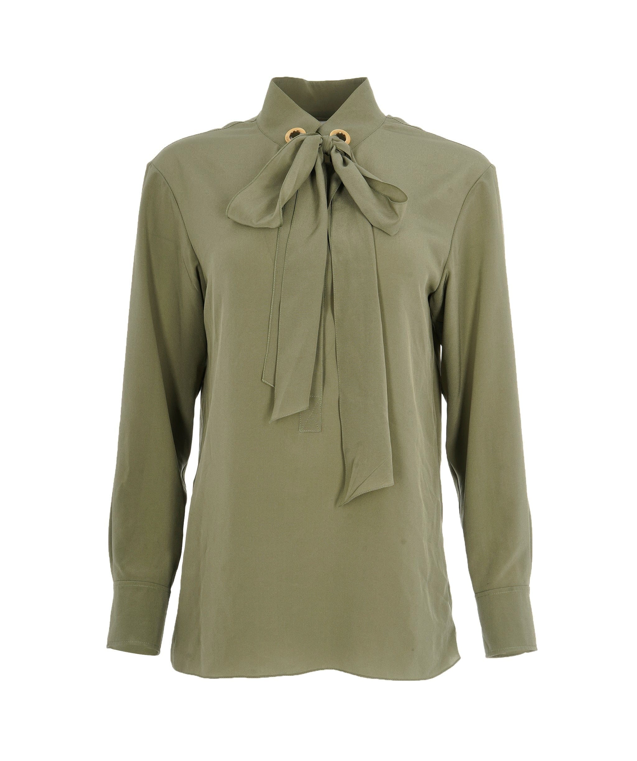 Chloé Chloe Khaki Green Chiffon Formal Shirt Size 40  ALL0437