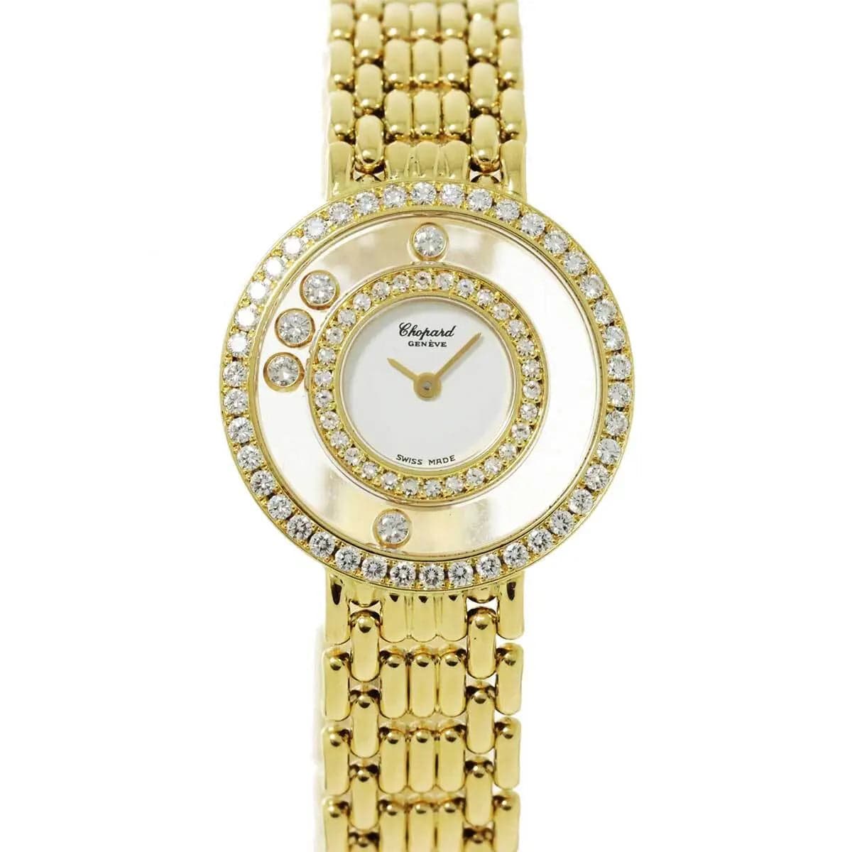 Chopard Chopard Happy Diamond White Dial Diamond Bezel YG (Full Set)