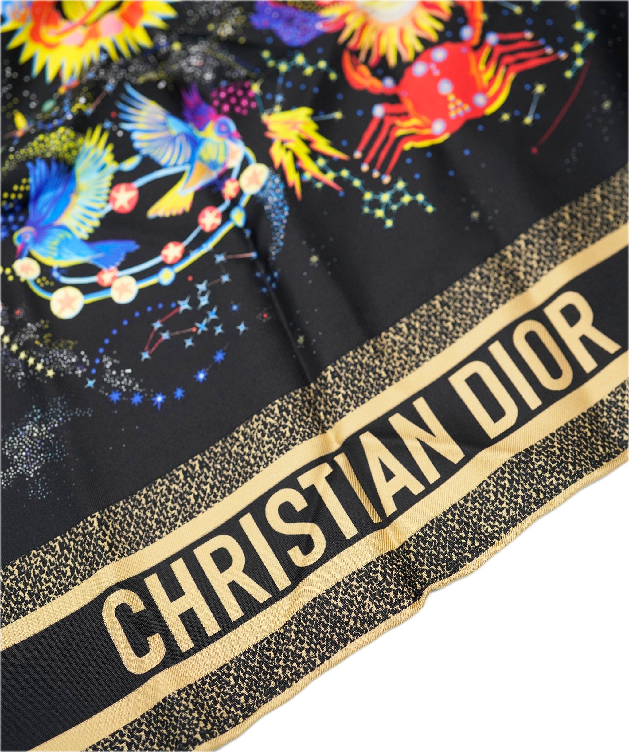 Christian Dior Christian Dior black zodiac 90x90 scarf  AVL1493