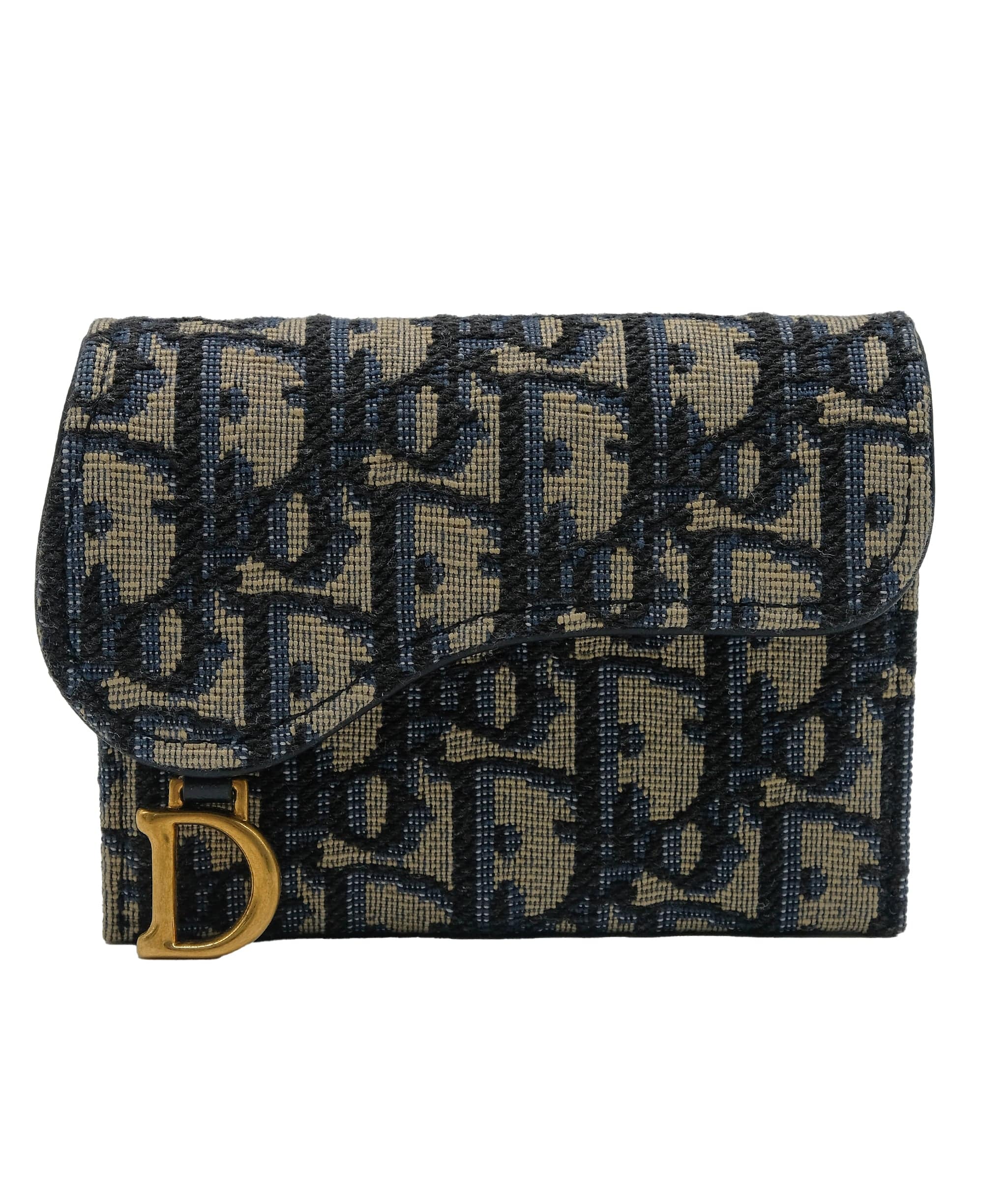 Christian Dior Christian  Dior wallet Oblique navy blue/ grey fabric RJC3406