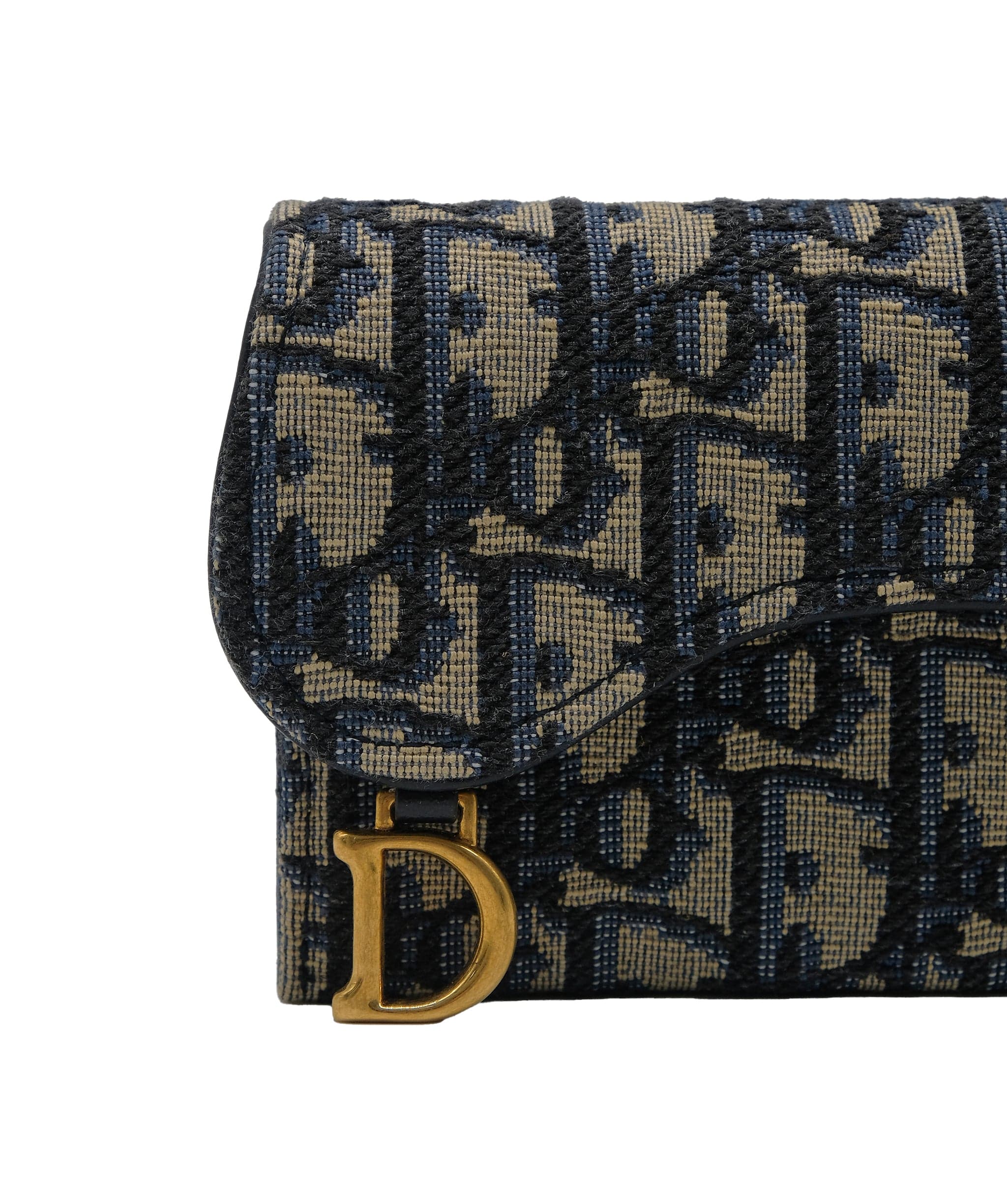 Christian Dior Christian  Dior wallet Oblique navy blue/ grey fabric RJC3406