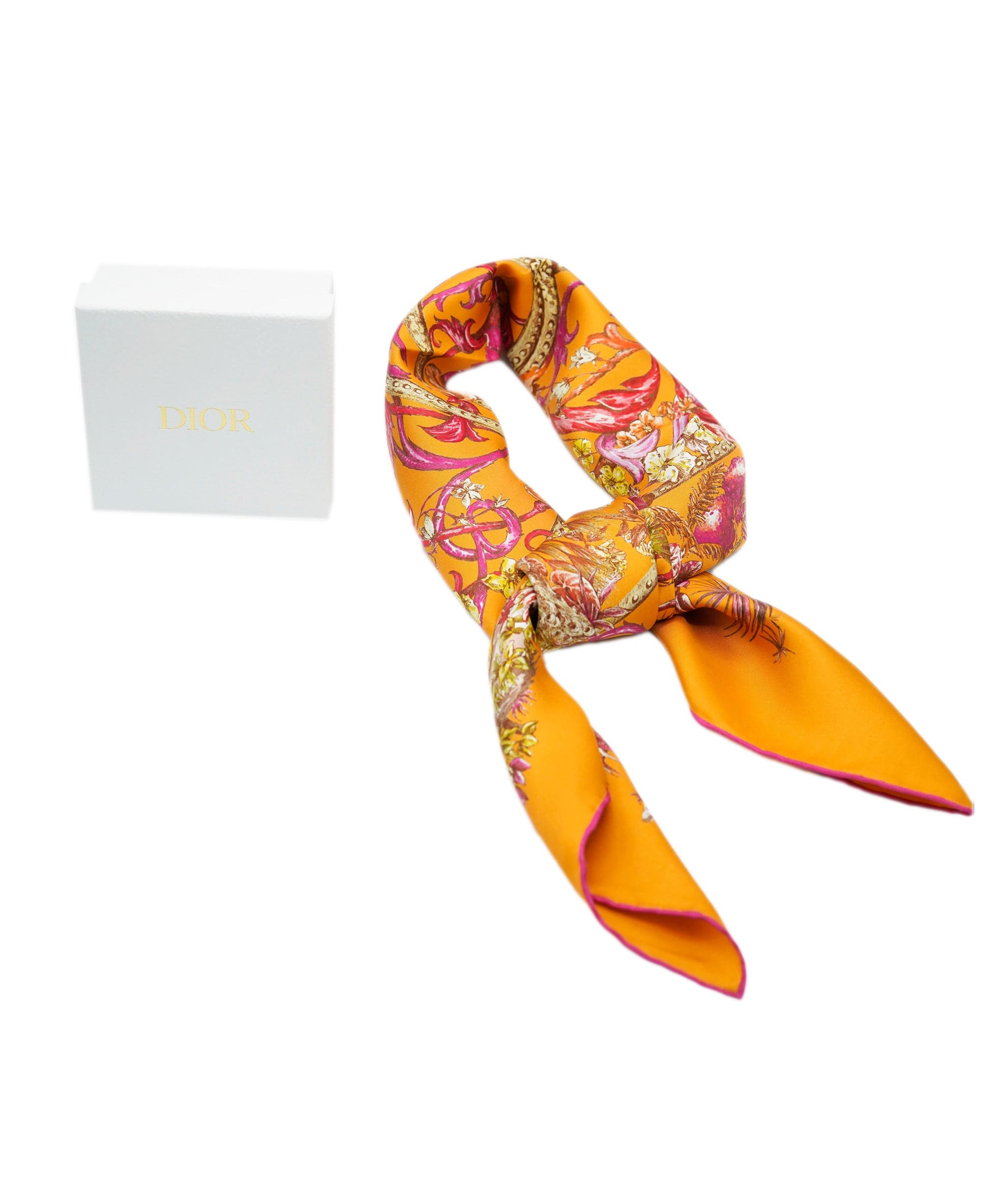 Christian Dior Dior 90 x 90 Orange Silk Scarf AVL1507