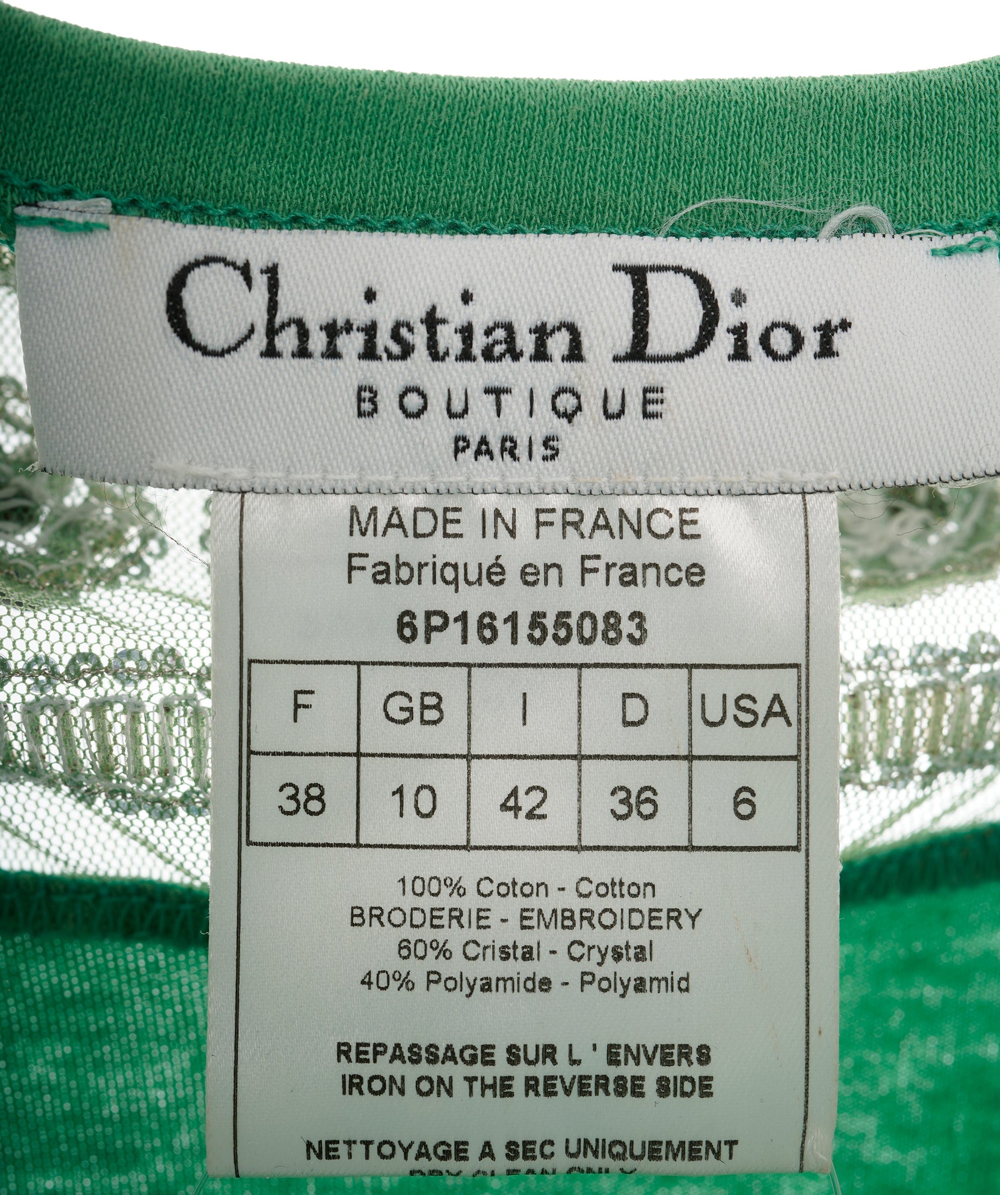 Christian Dior Dior Beaded Tank Top Green  ASL10643