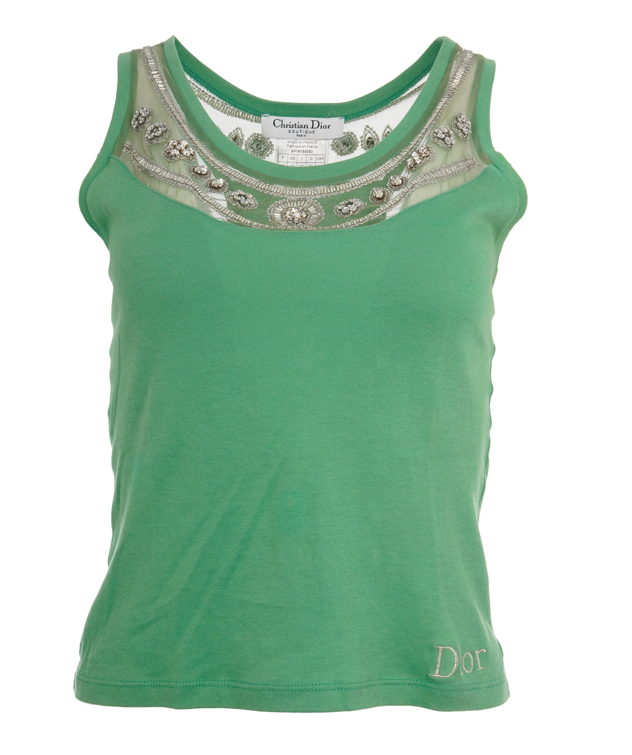 Christian Dior Dior Beaded Tank Top Green  ASL10643