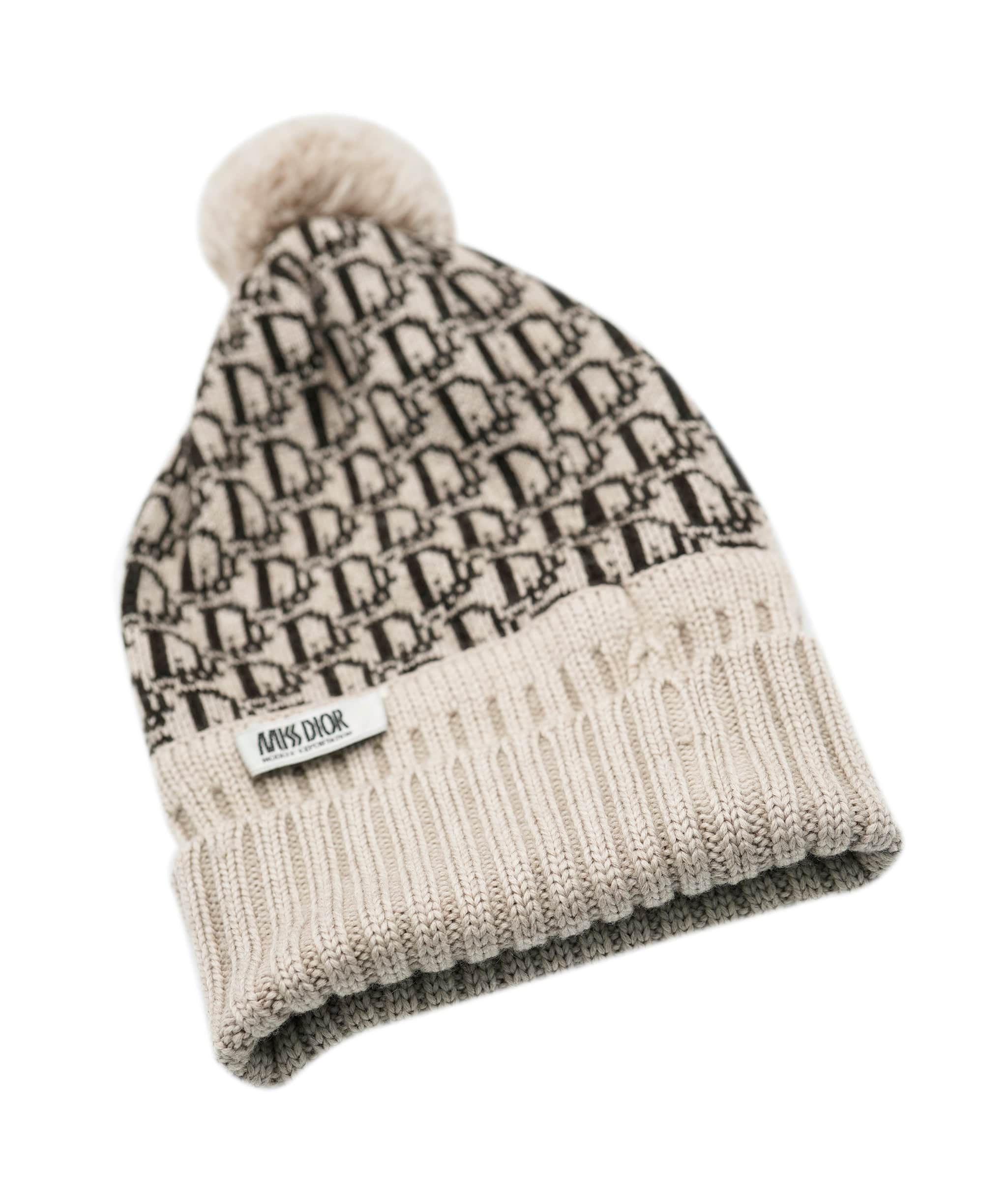 Christian Dior Dior Monogram Beanie Hat Beige ASL6723