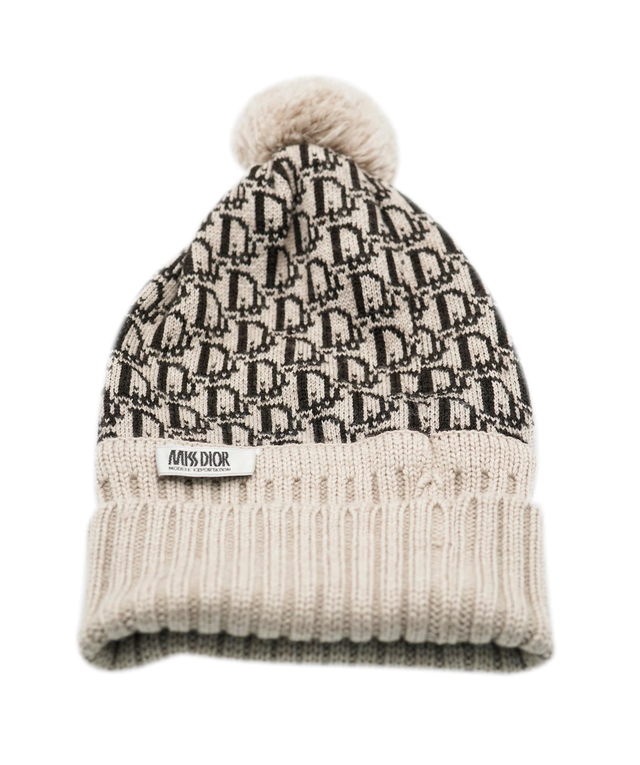 Christian Dior Dior Monogram Beanie Hat Beige ASL6723