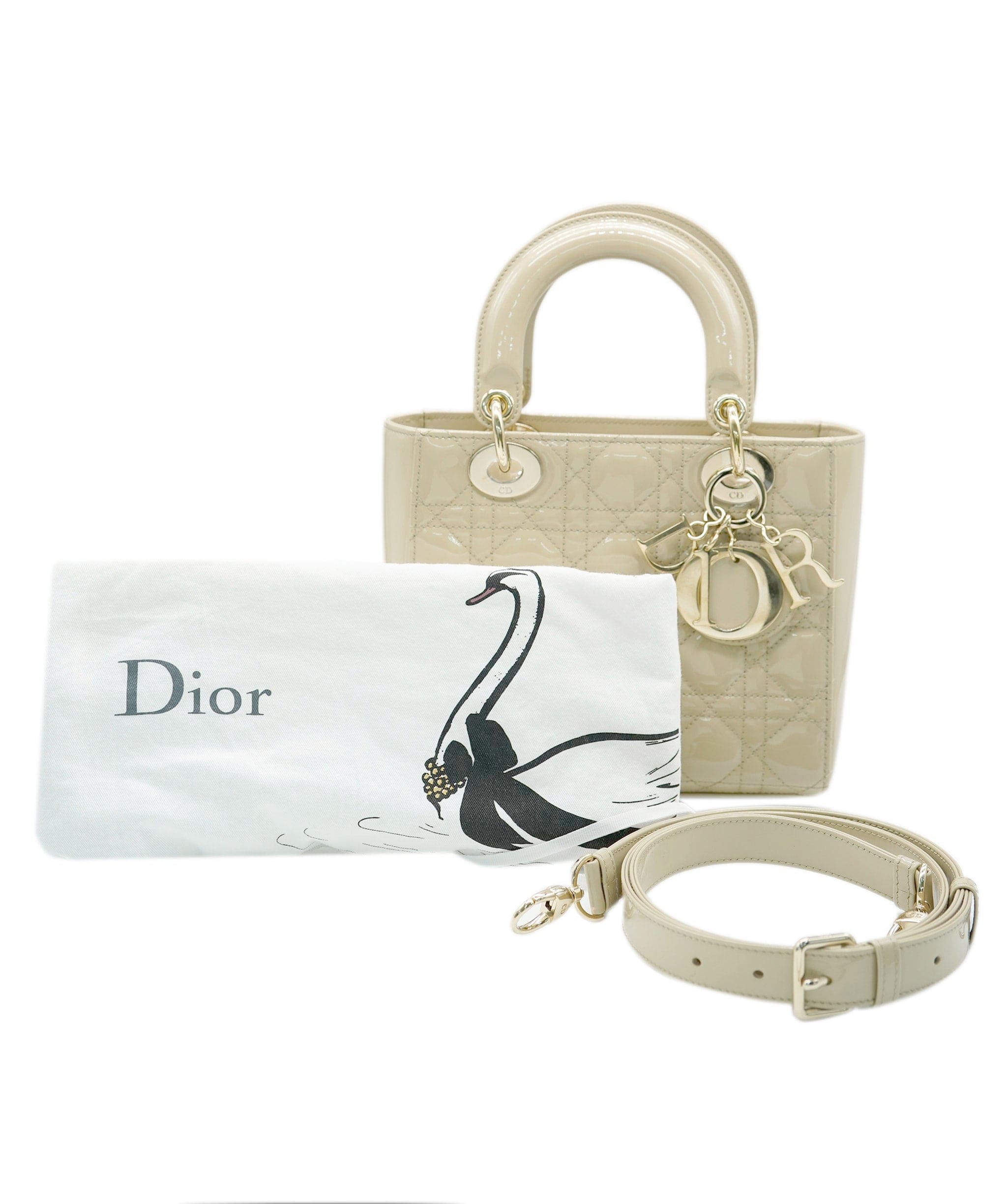 Christian Dior Christian Dior Beige Patent Leather small Lady Dior  ASC2108