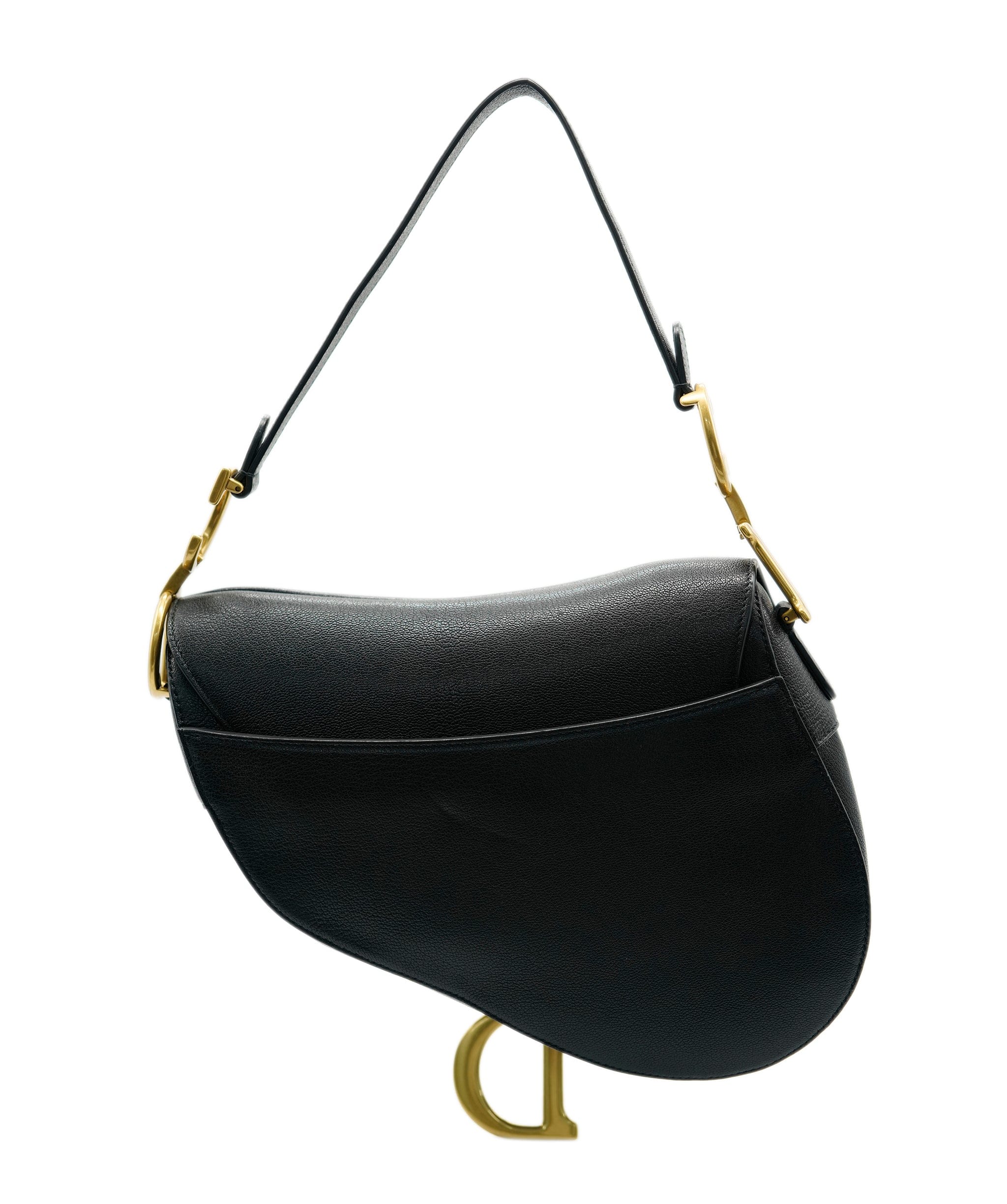 Christian Dior Christian Dior Black Grained Calfskin Saddle Bag ASC2062