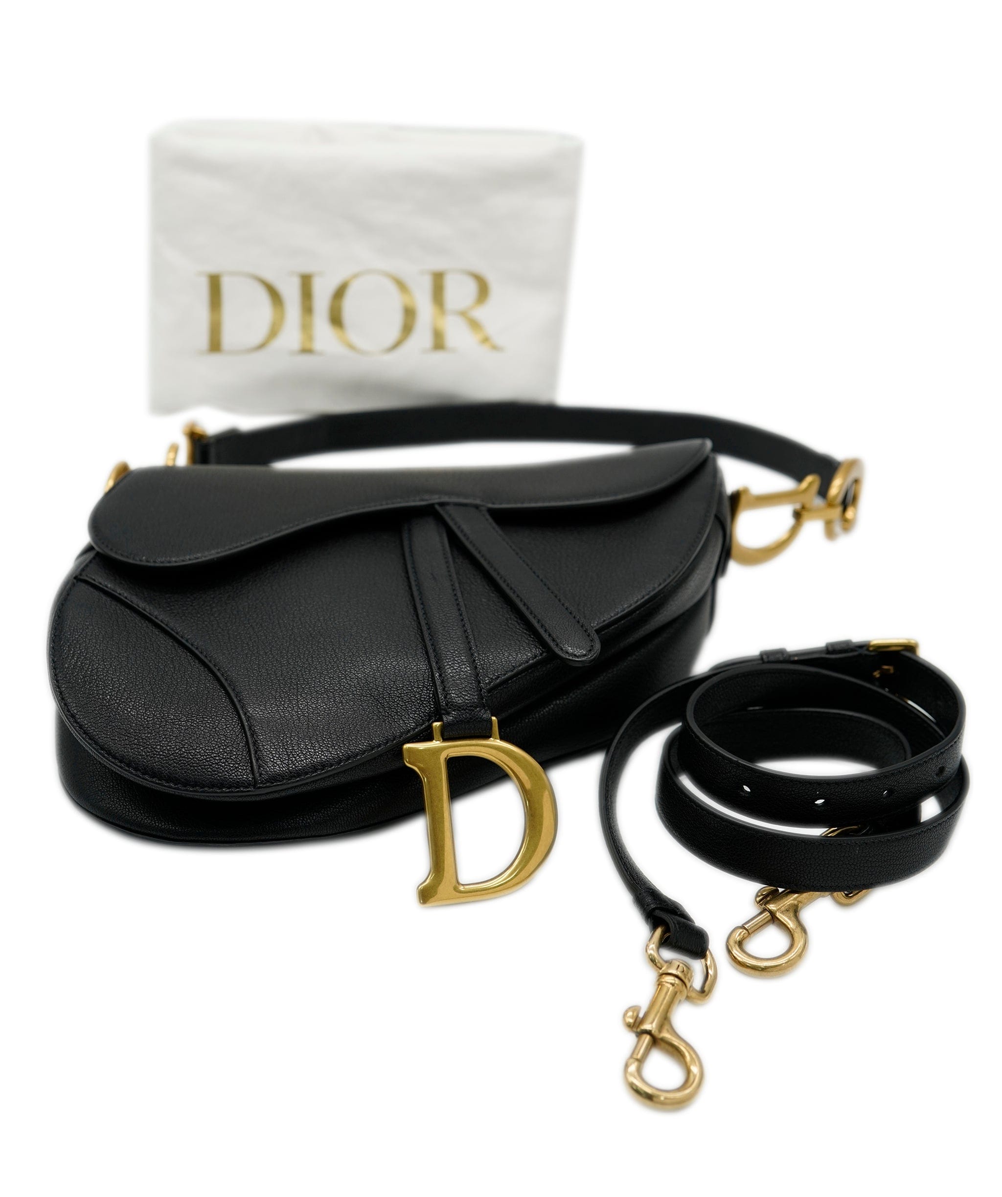 Christian Dior Christian Dior Black Grained Calfskin Saddle Bag ASC2062