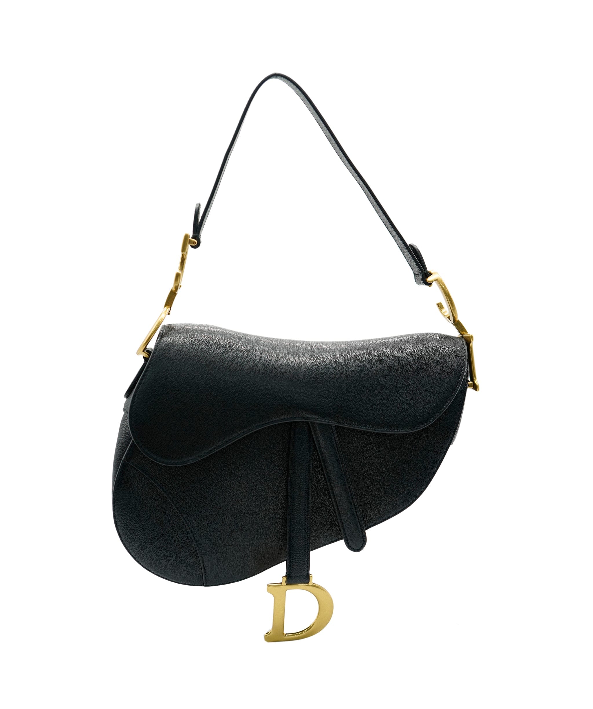 Christian Dior Christian Dior Black Grained Calfskin Saddle Bag ASC2062