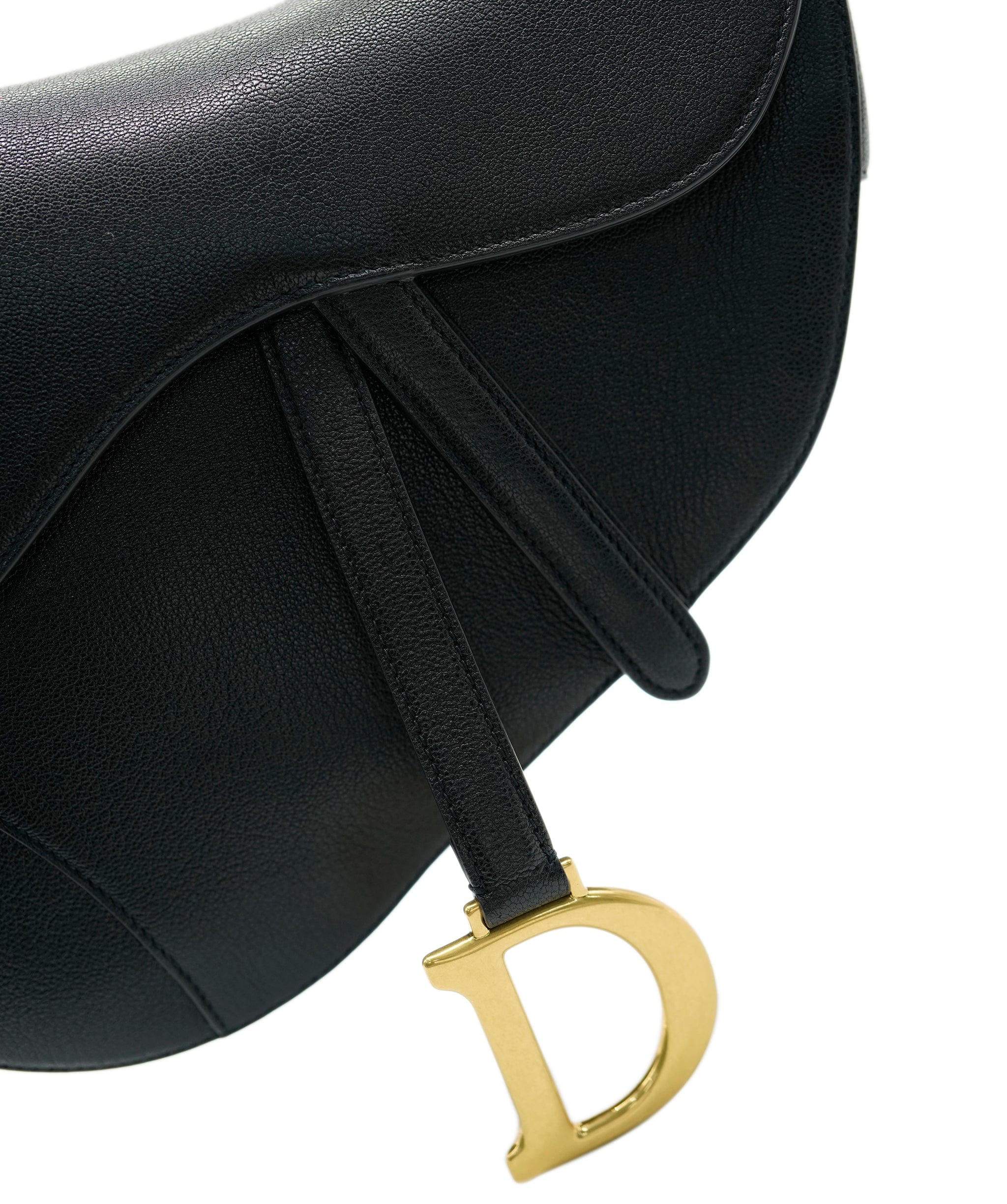 Christian Dior Christian Dior Black Grained Calfskin Saddle Bag ASC2062