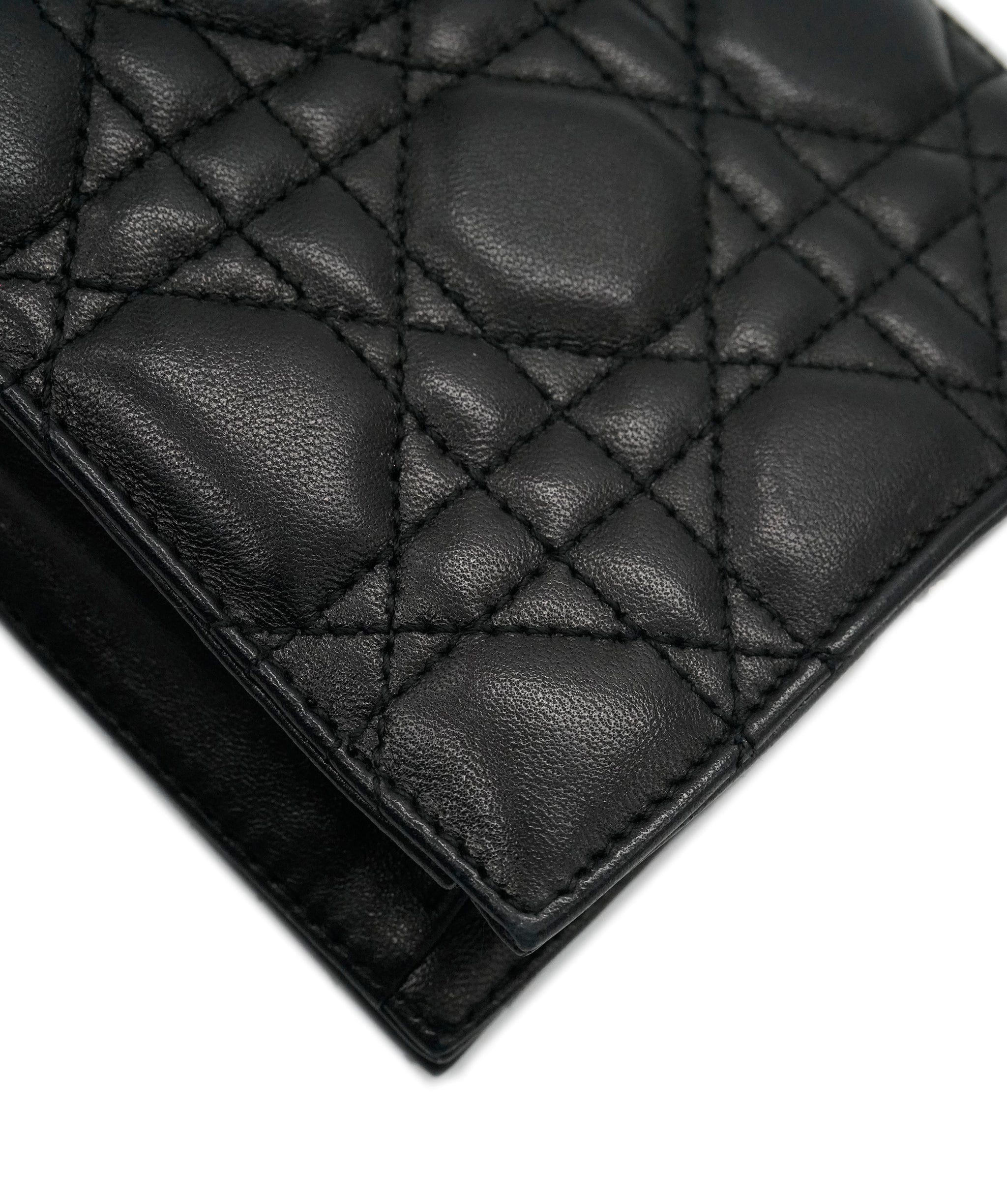 Christian Dior Christian Dior Black Lambskin Cannage Lady Dior Convertible Clutch ABC0959