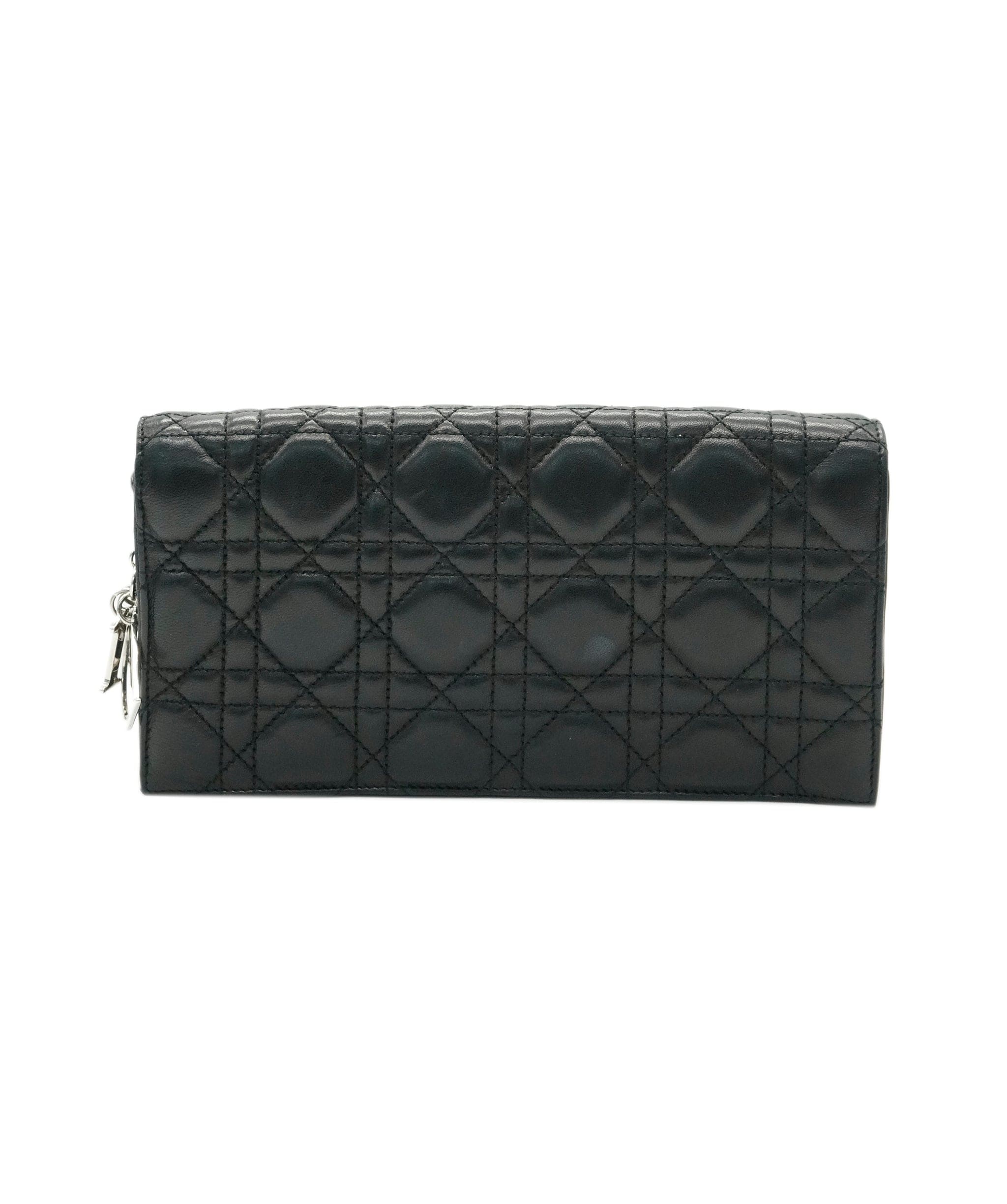 Christian Dior Christian Dior Black Lambskin Cannage Lady Dior Convertible Clutch ABC0959