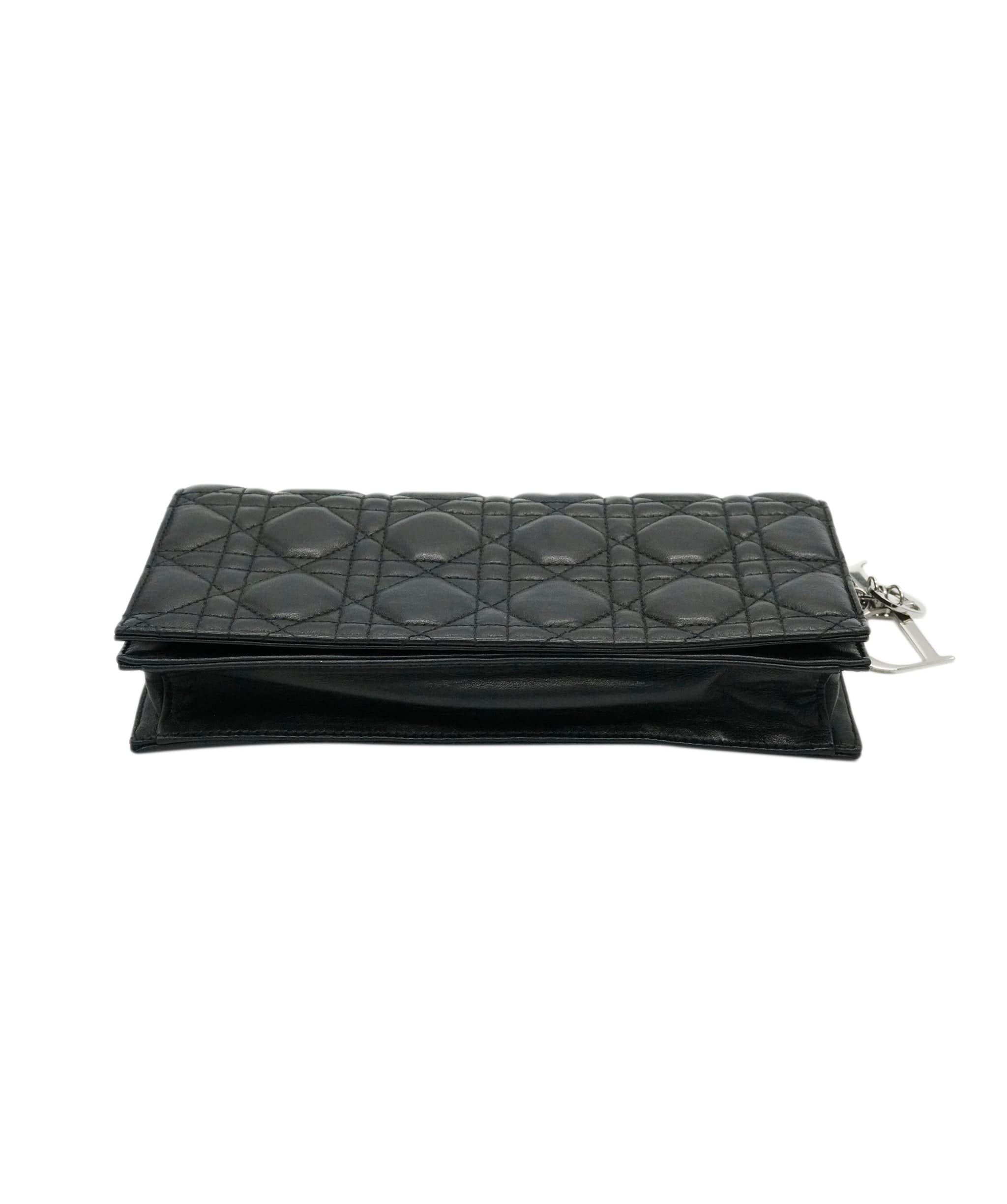 Christian Dior Christian Dior Black Lambskin Cannage Lady Dior Convertible Clutch ABC0959