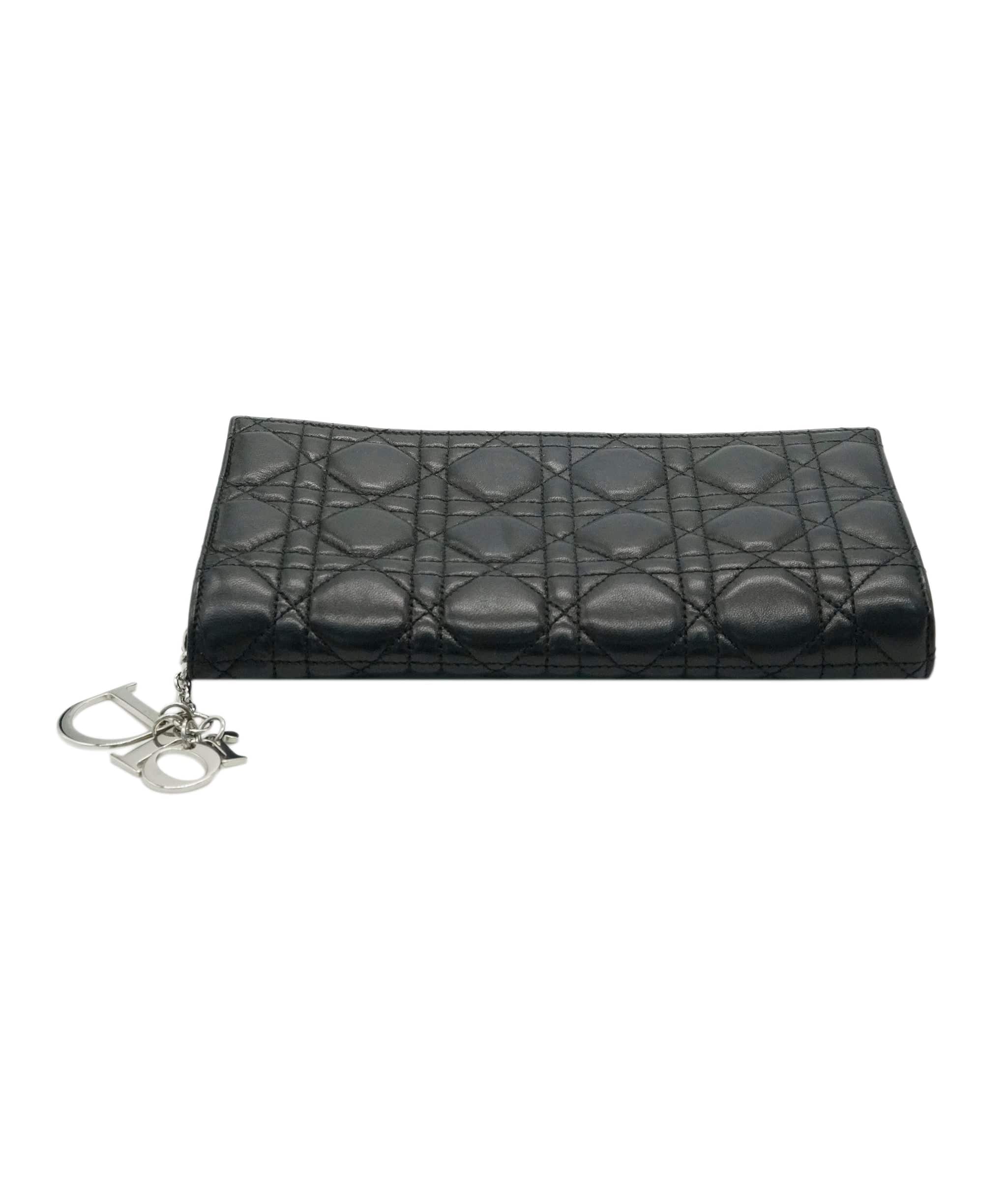 Christian Dior Christian Dior Black Lambskin Cannage Lady Dior Convertible Clutch ABC0959