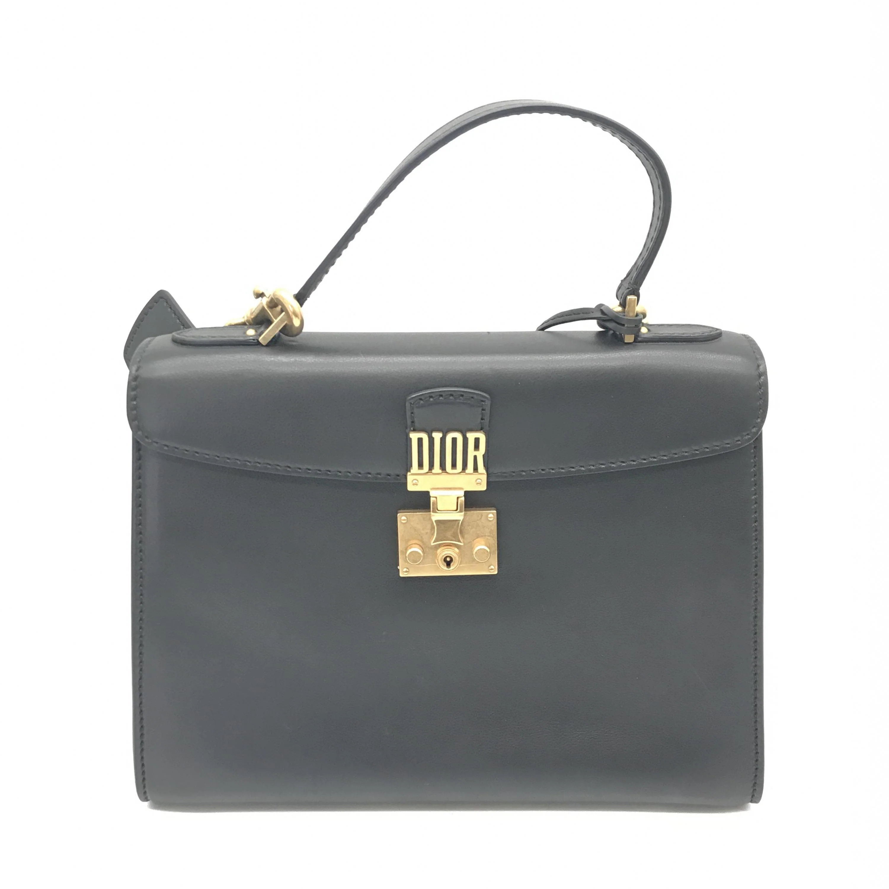 Christian Dior Christian Dior Black leather top handle bag C227601