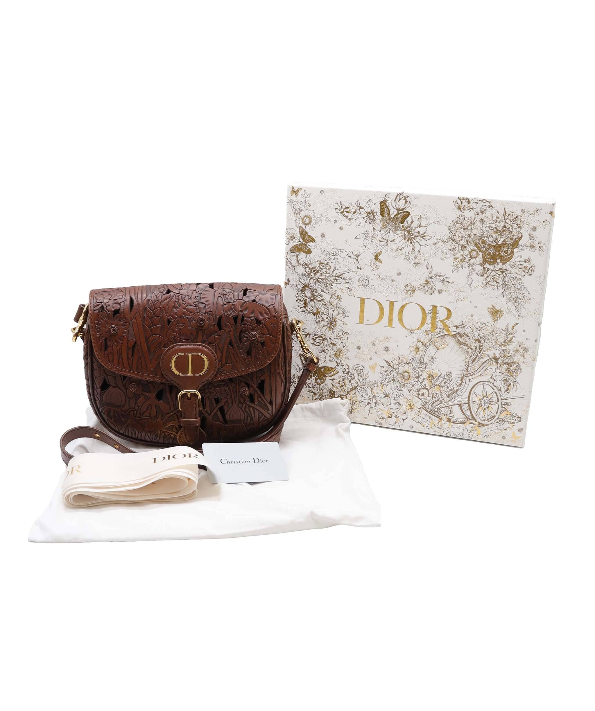 Christian Dior Christian Dior Brown Floral Leather Bobby Bag AGC3181