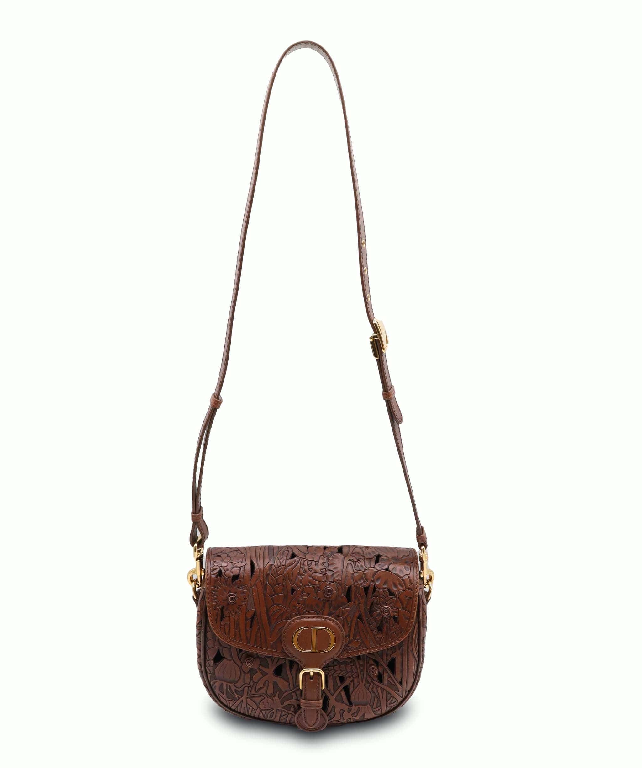 Christian Dior Christian Dior Brown Floral Leather Bobby Bag AGC3181