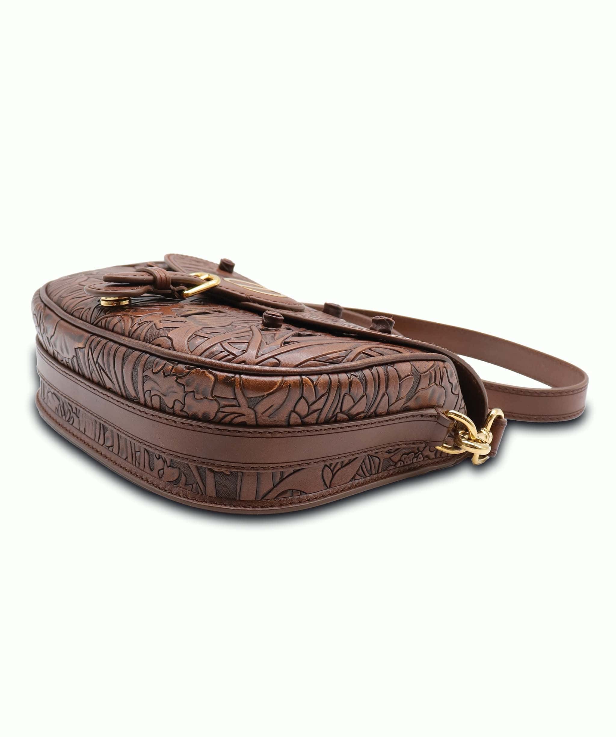 Christian Dior Christian Dior Brown Floral Leather Bobby Bag AGC3181