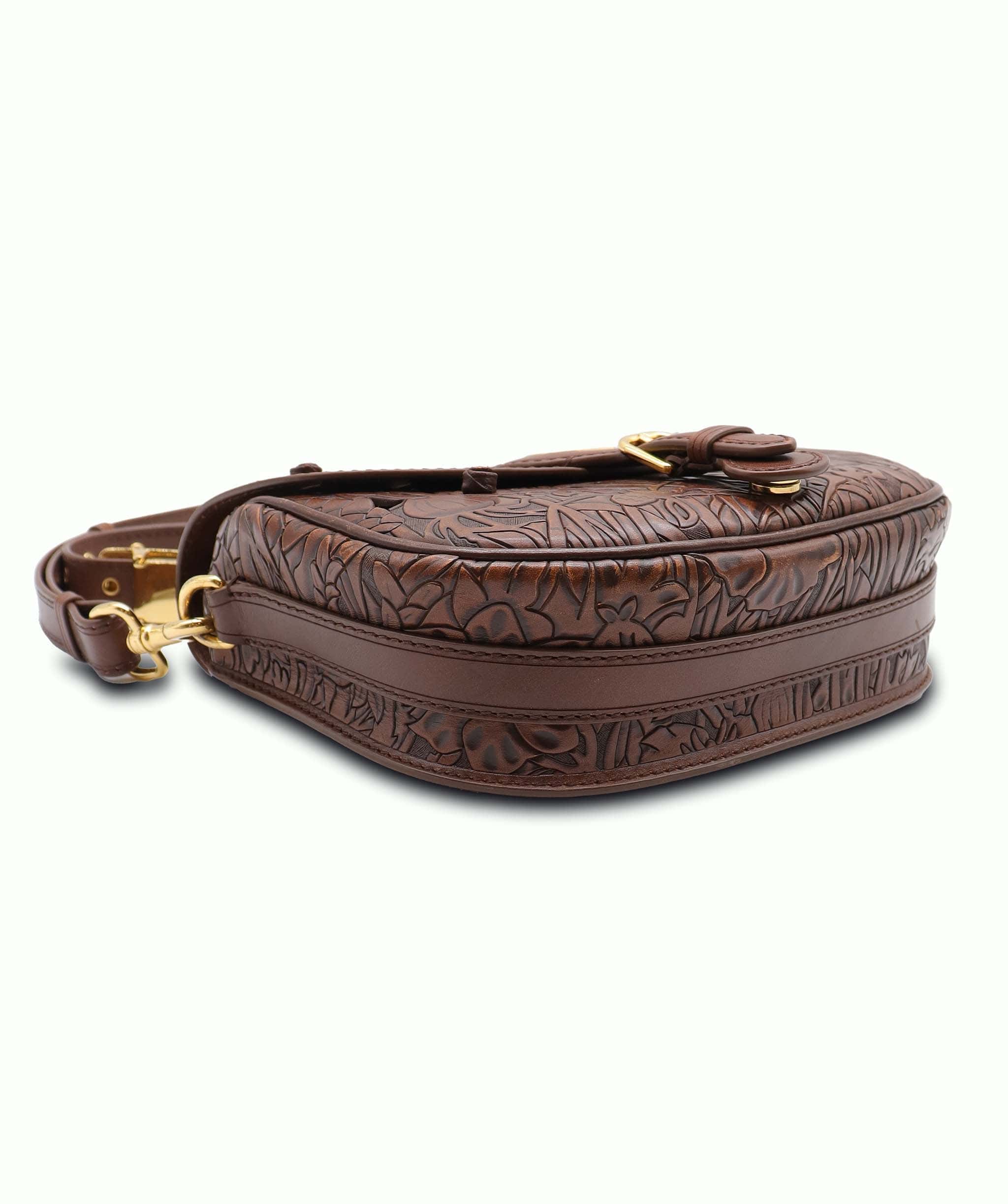 Christian Dior Christian Dior Brown Floral Leather Bobby Bag AGC3181