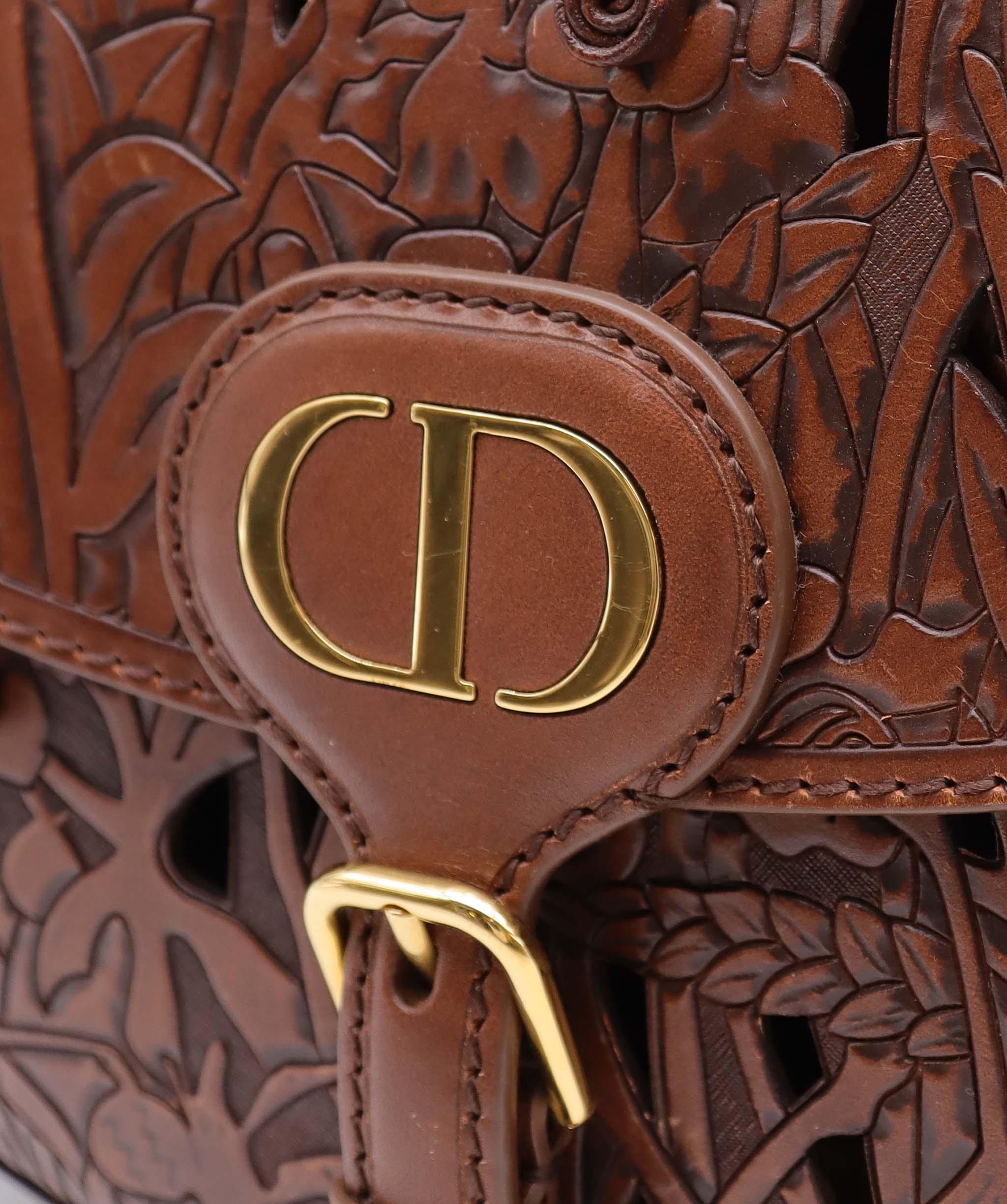 Christian Dior Christian Dior Brown Floral Leather Bobby Bag AGC3181