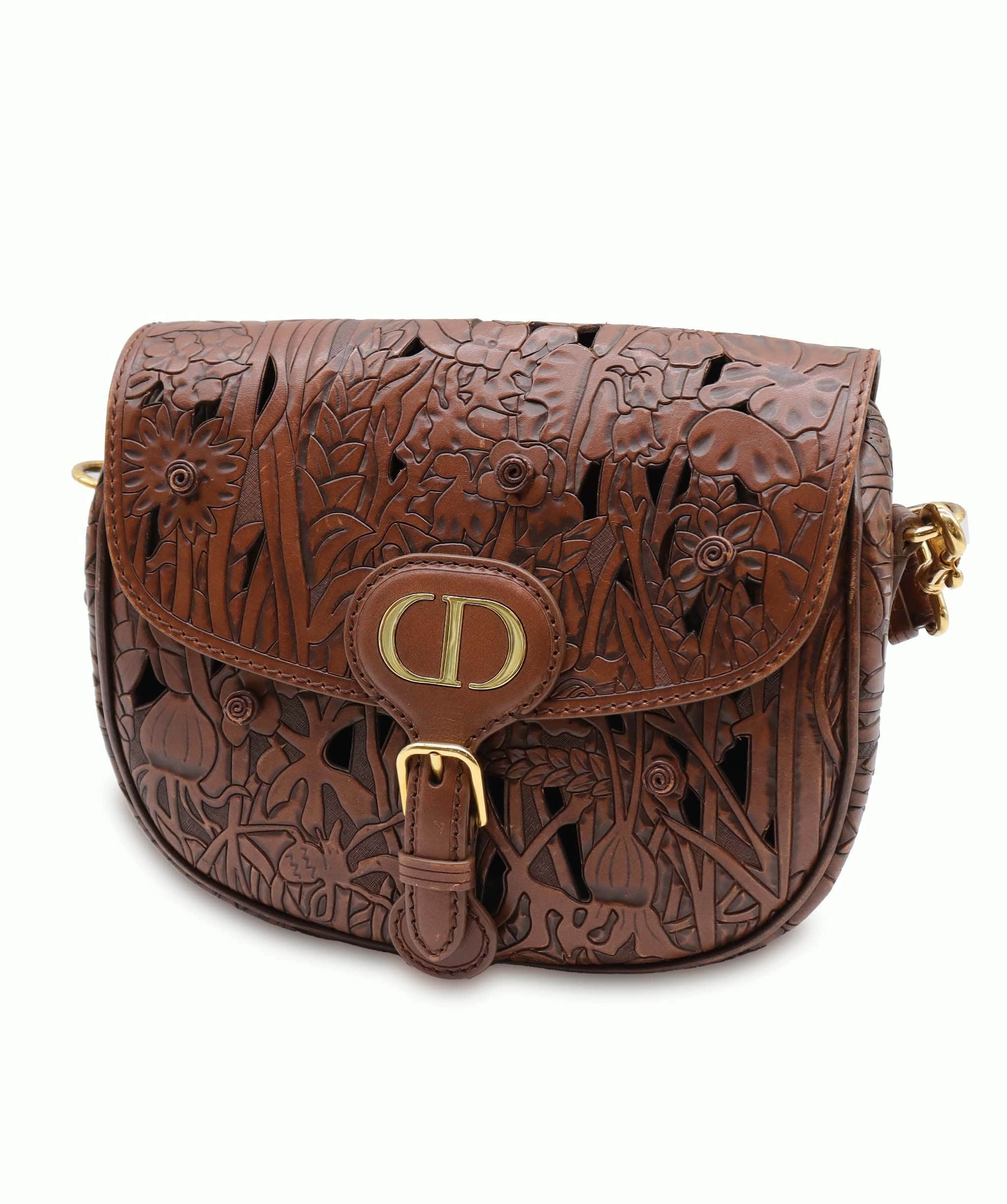 Christian Dior Christian Dior Brown Floral Leather Bobby Bag AGC3181