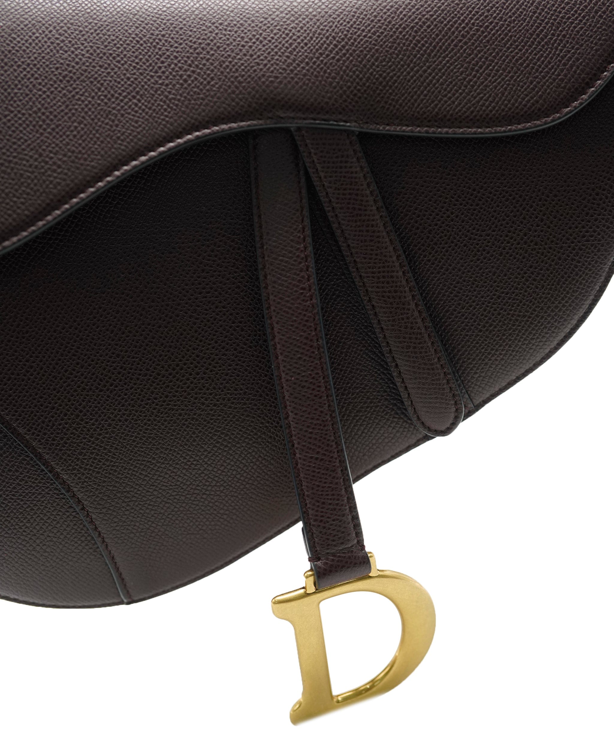 Christian Dior Christian Dior Burgundy Grained Calfskin Medium Saddle Bag ABC0494