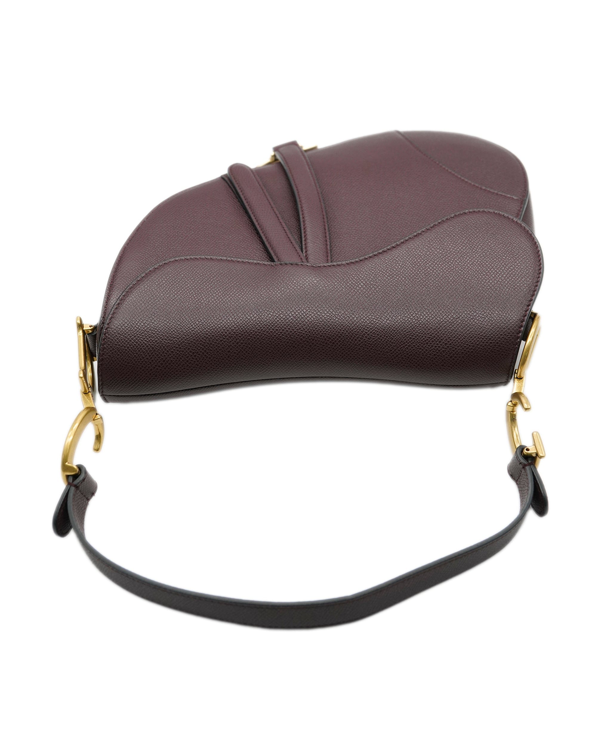 Christian Dior Christian Dior Burgundy Grained Calfskin Medium Saddle Bag ABC0494