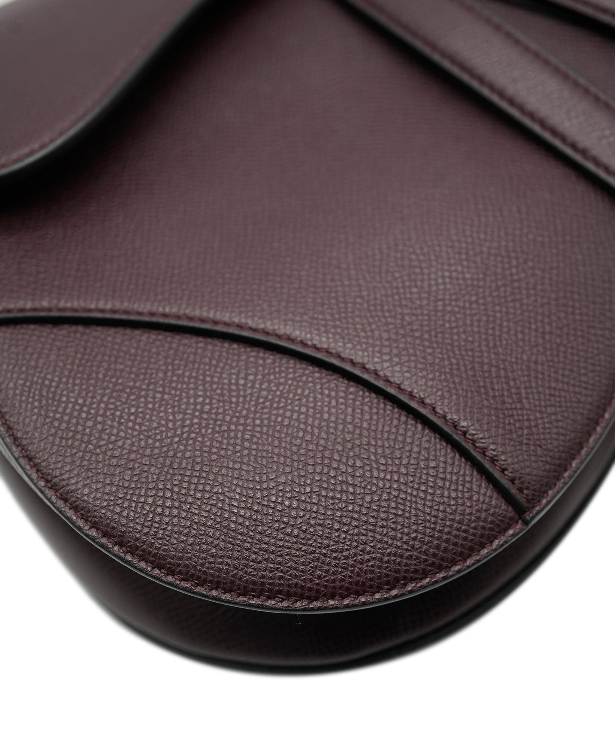 Christian Dior Christian Dior Burgundy Grained Calfskin Medium Saddle Bag ABC0494