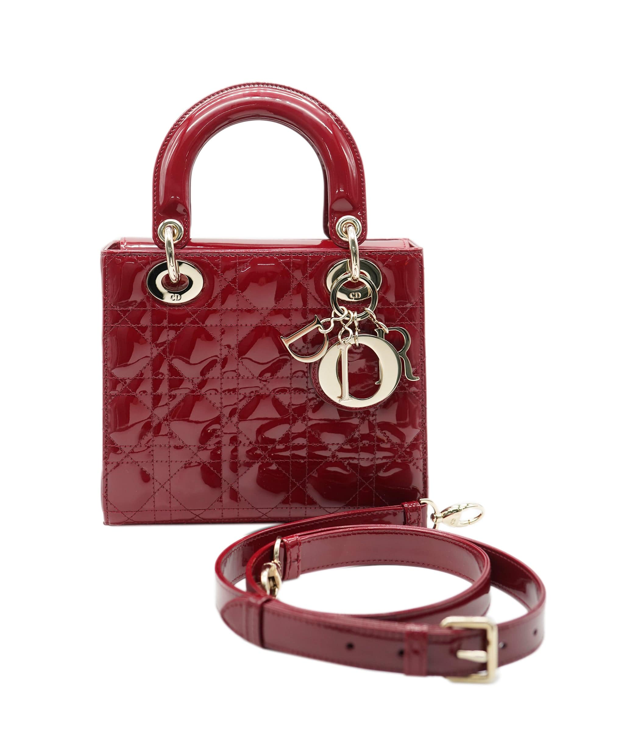 Christian Dior Christian Dior Cherry Red Patent Cannage Calfskin, small ALL0655