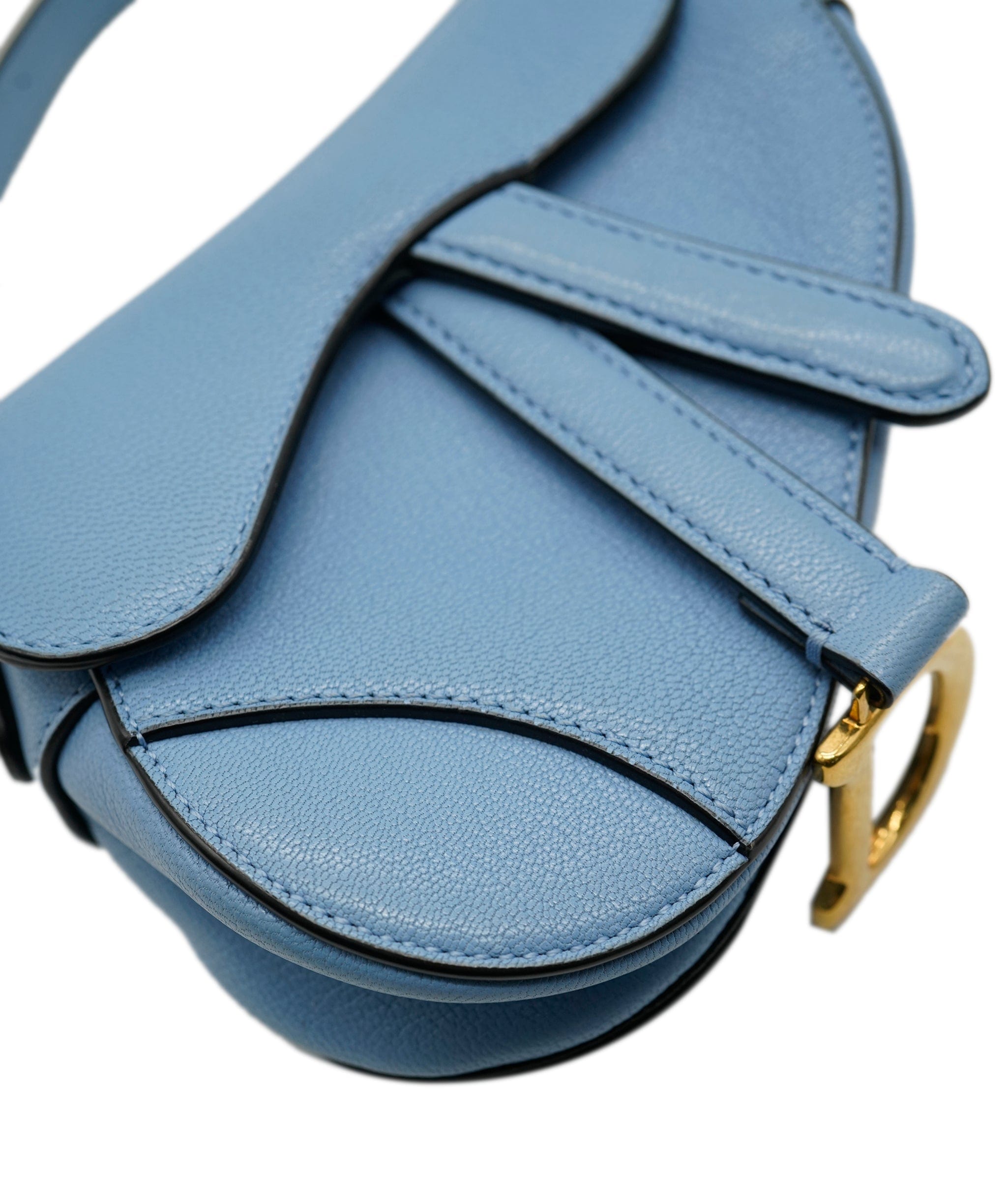 Christian Dior Christian Dior Cornflower Blue Goatskin Micro Saddle Bag ABC0443