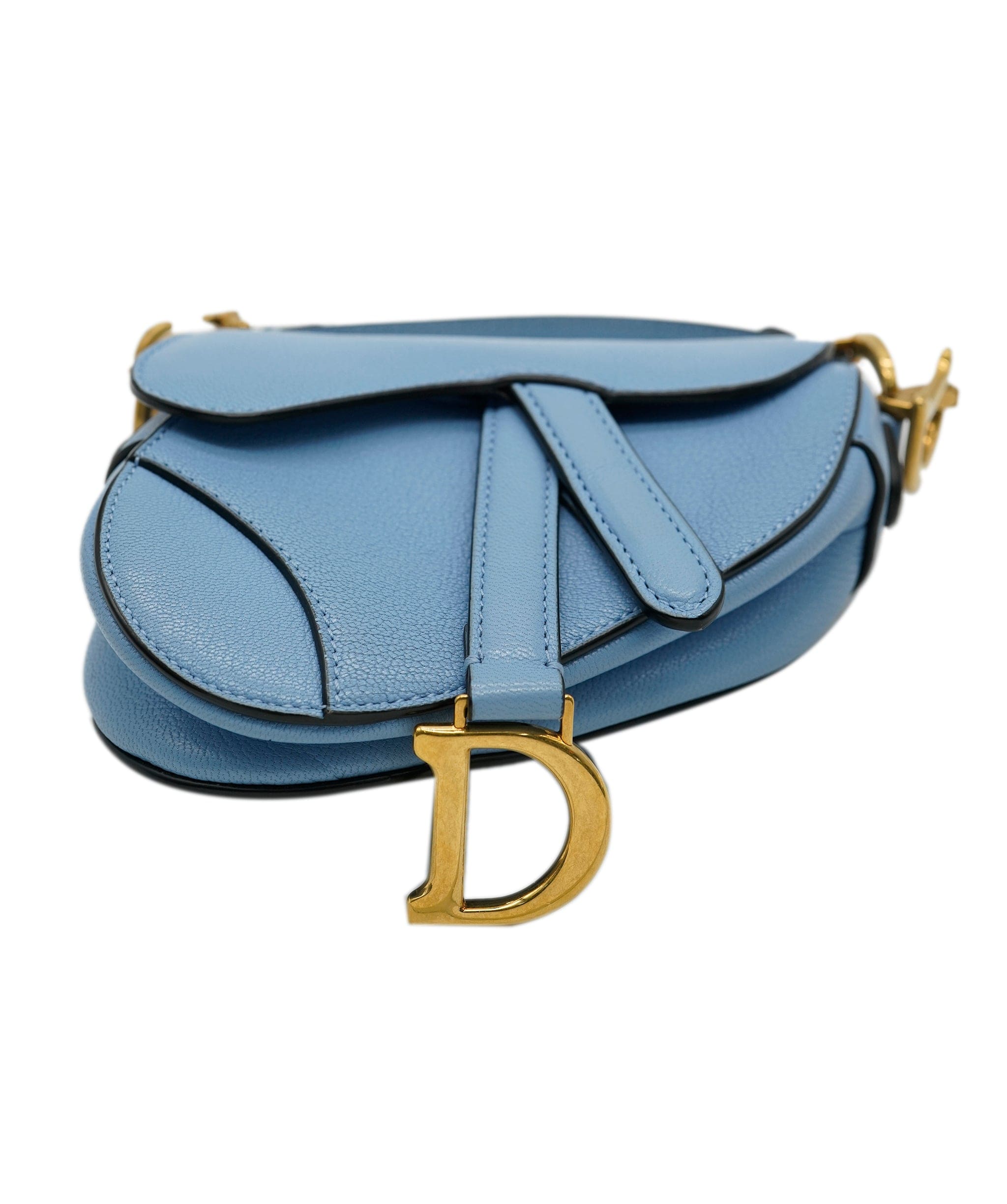 Christian Dior Christian Dior Cornflower Blue Goatskin Micro Saddle Bag ABC0443