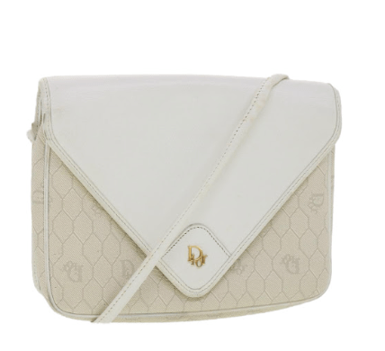 Christian Dior Christian Dior Honeycomb Canvas Shoulder Bag White Auth 33968 ASC2583