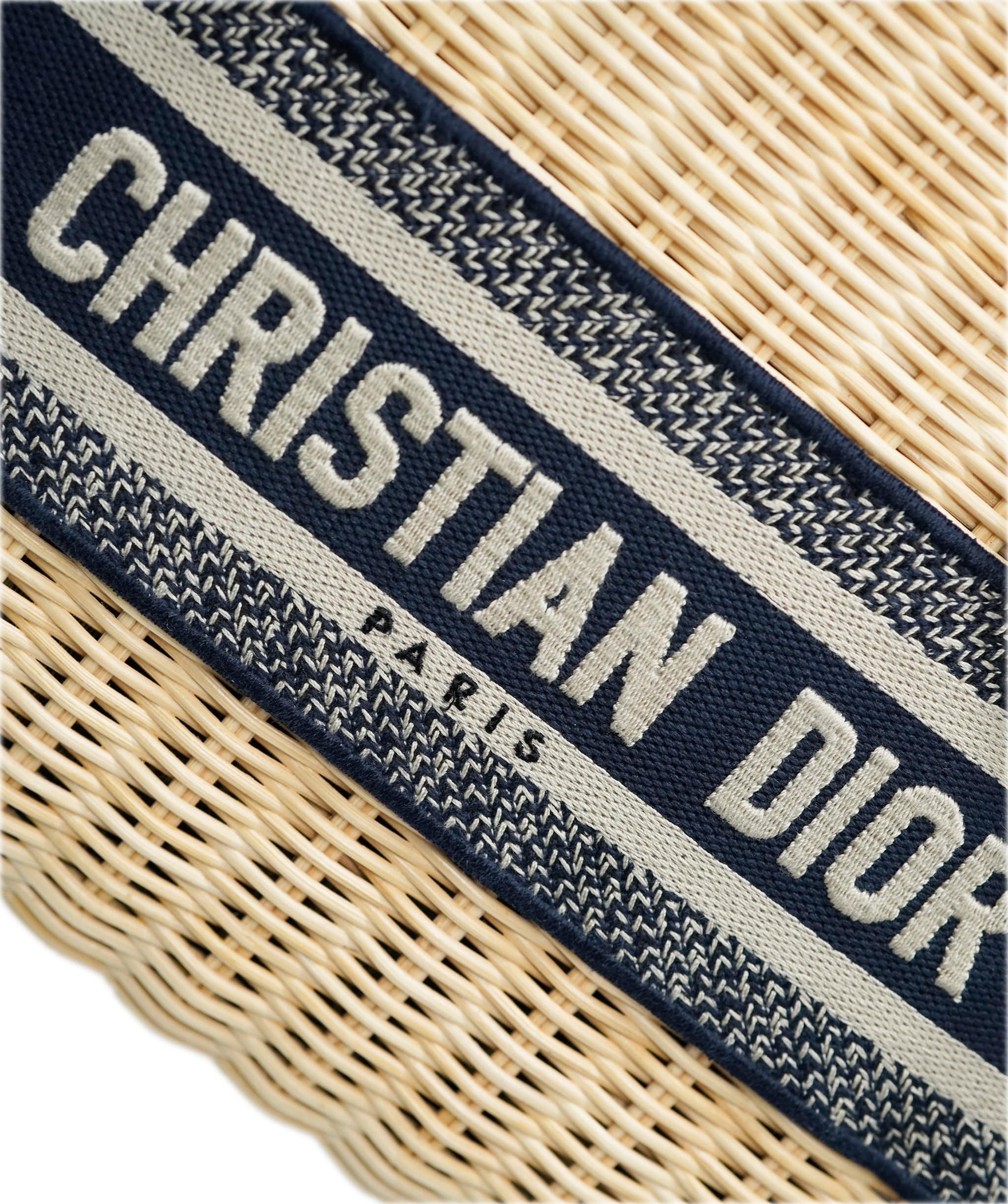 Christian Dior Christian Dior Lady Dior Bag Natural Wicker and Blue Medium ALL0747