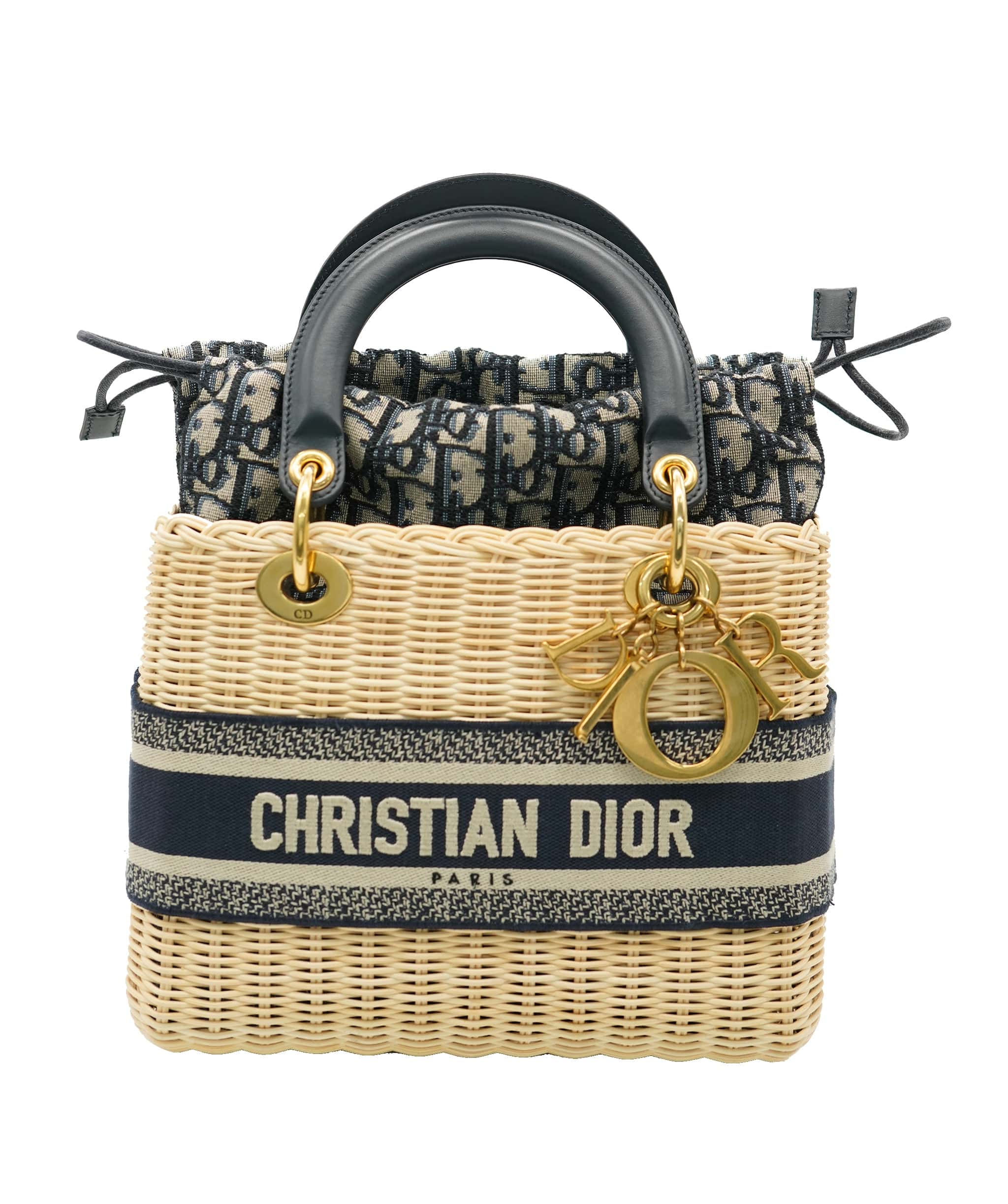 Christian Dior Christian Dior Lady Dior Bag Natural Wicker and Blue Medium ALL0747