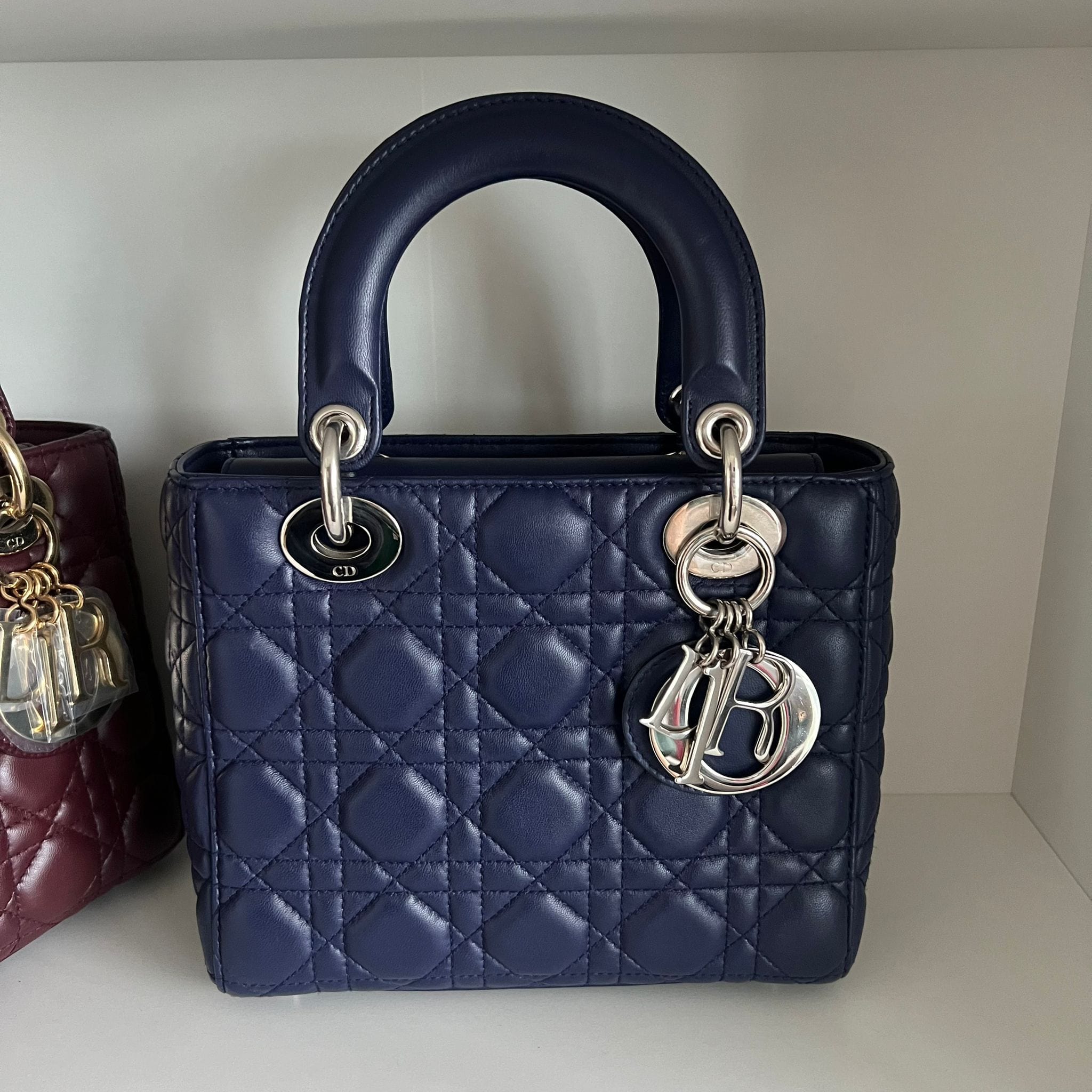 Christian Dior Christian Dior Lady Dior Small Dark Blue Lambskin SHW SYCM214