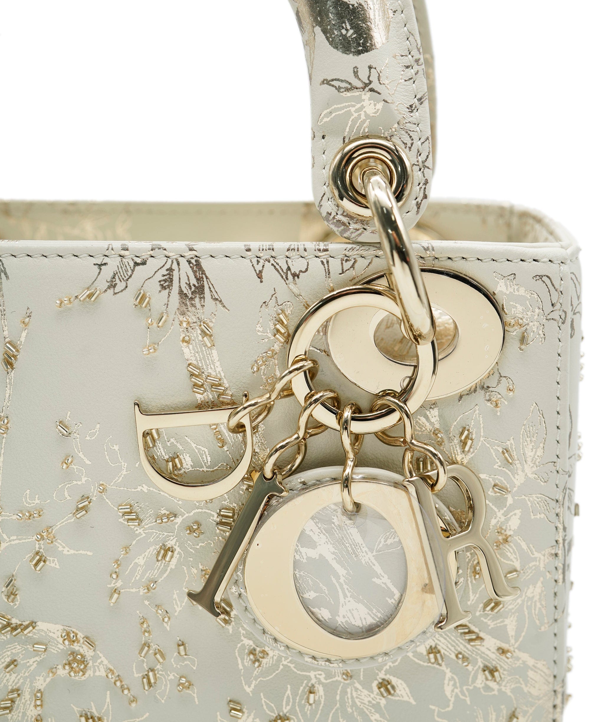 Christian Dior Christian Dior Limited Edition Ivory Embellished Small Lady Dior  ALL0646