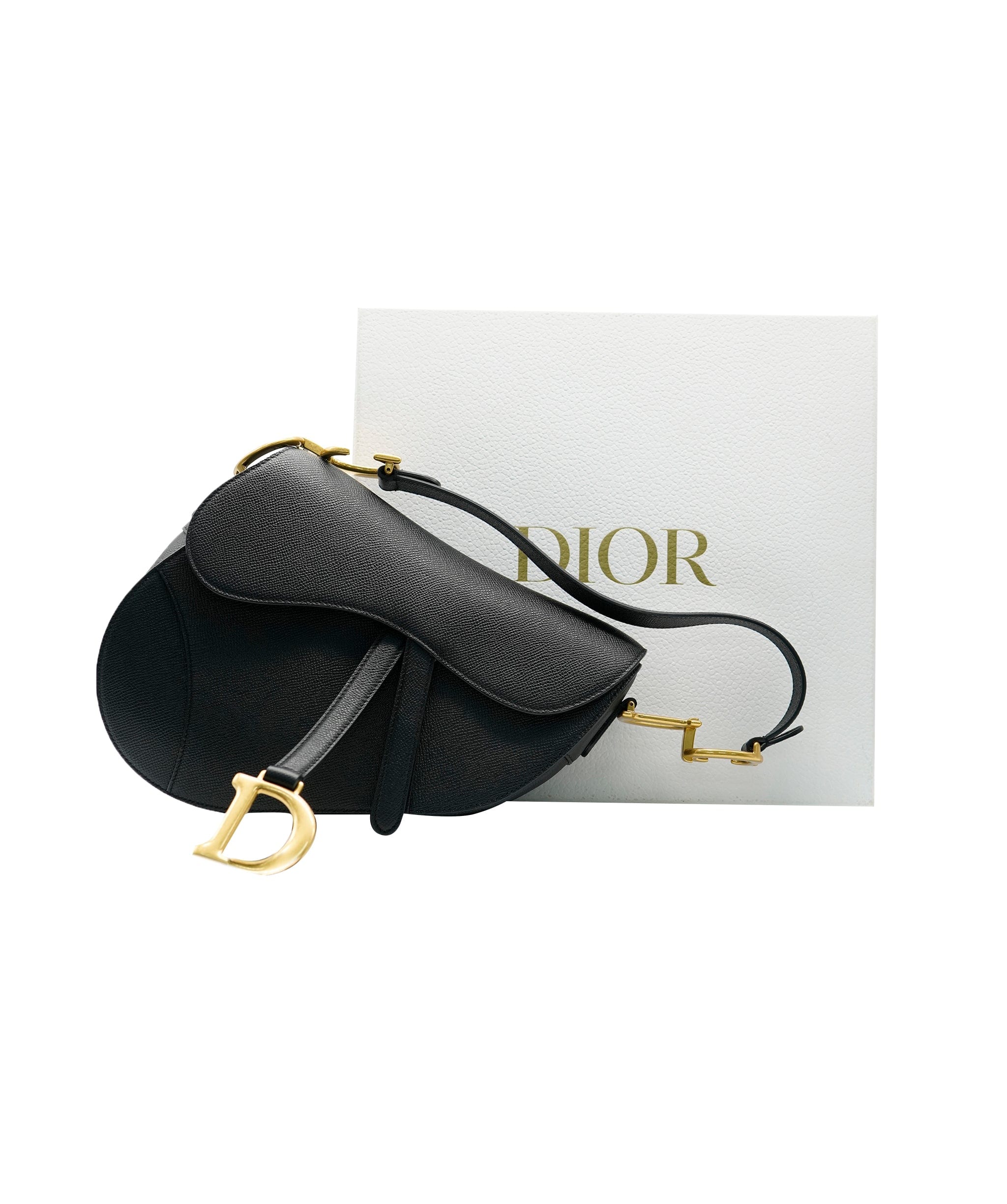 Christian Dior Christian Dior Medium Saddle Black GHW  ALL0485