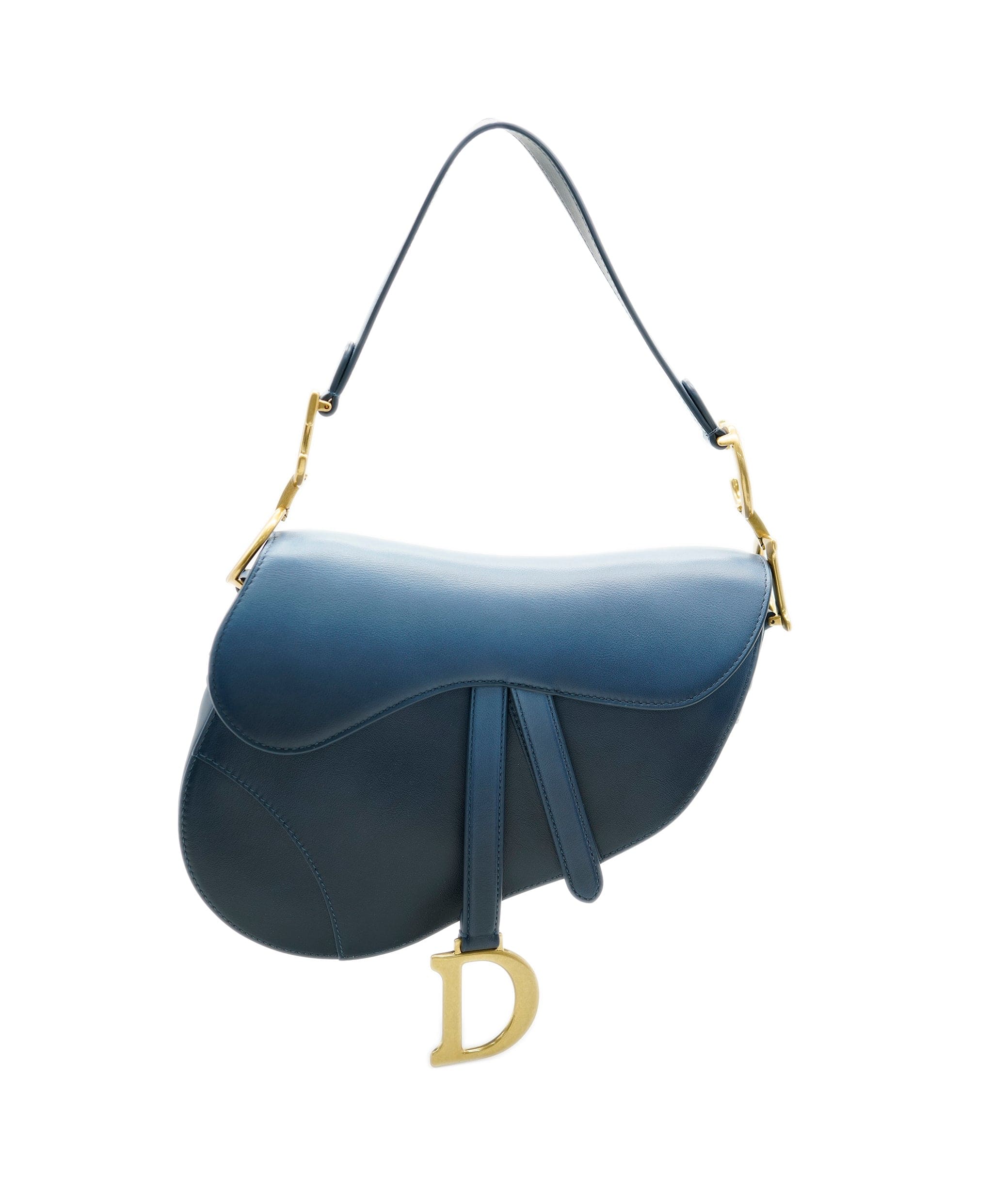 Christian Dior Christian Dior Navy Smooth Leather Saddle Bag + strap ASC2052