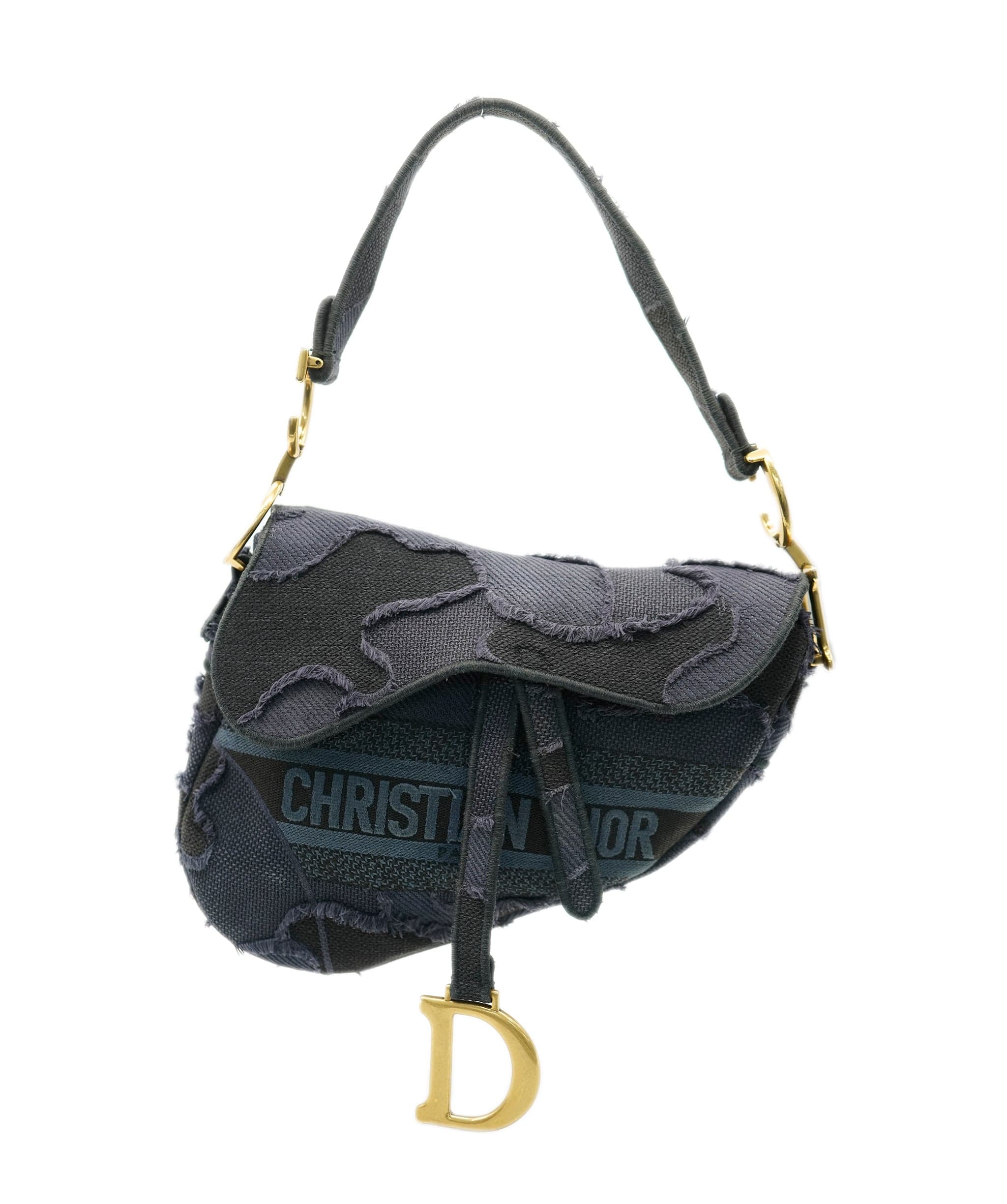 Christian Dior Christian Dior Saddle - blue canvas embraided camouflage with Strap ALC1644