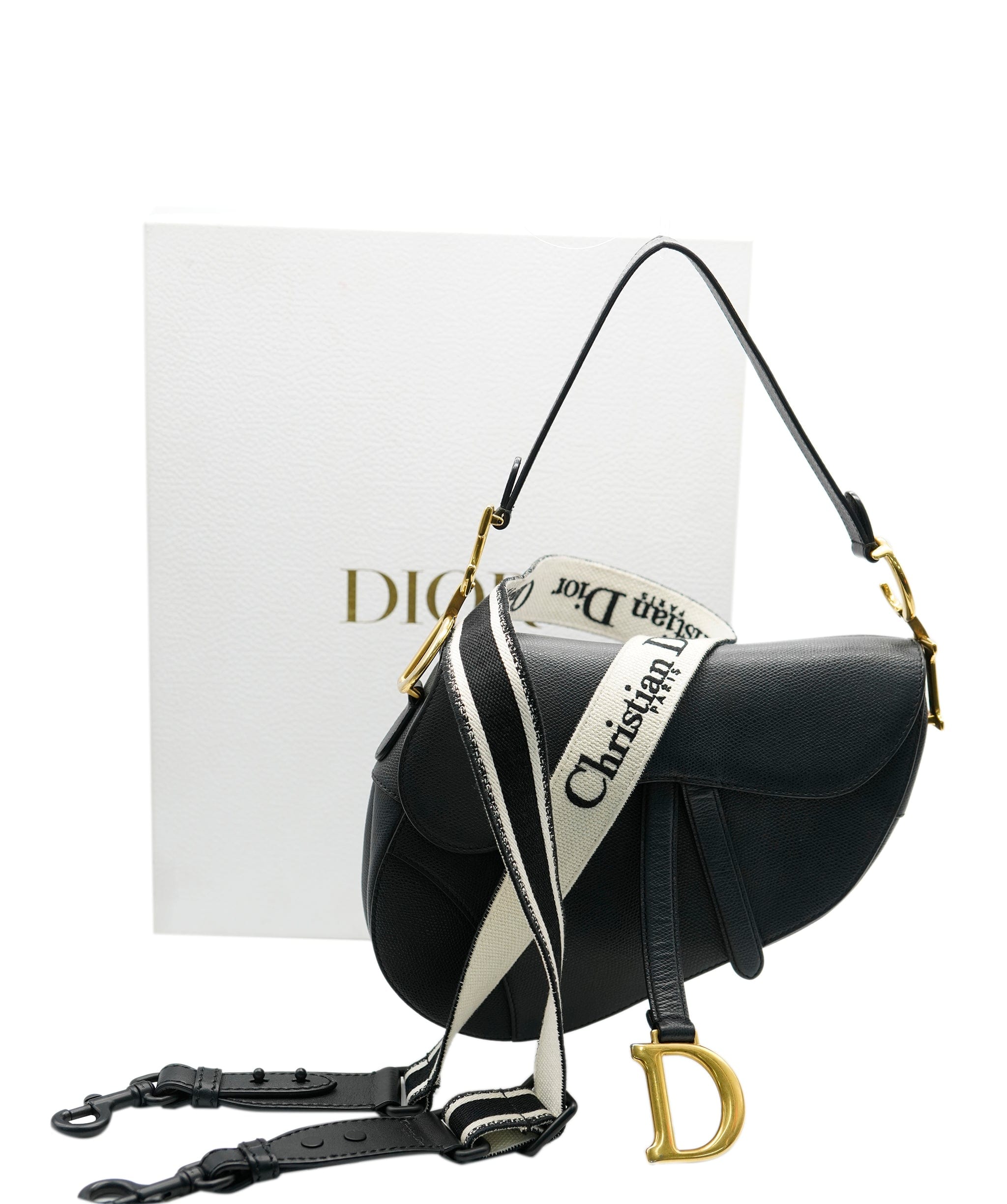 Christian Dior Dior Black Saddle with oblique strap ALL0671