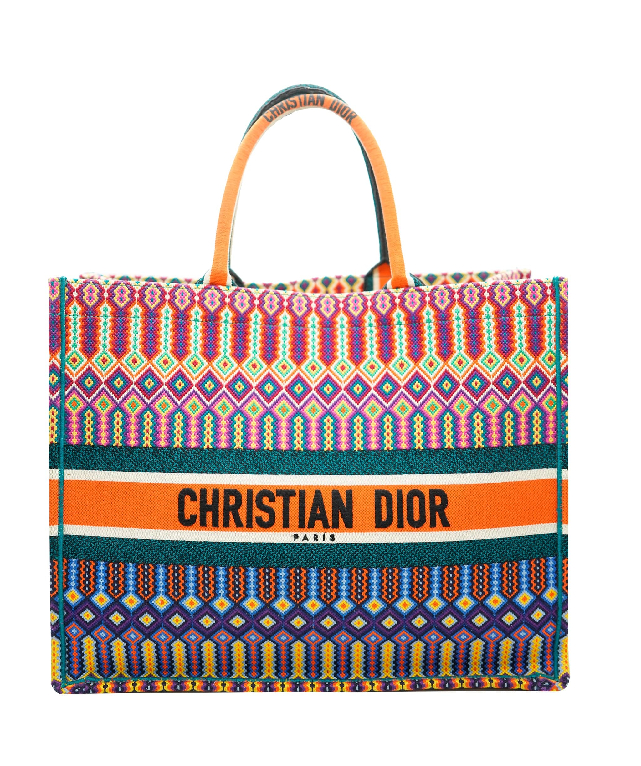 Christian Dior Dior orange mulitcoloured large book tote - AJC0785