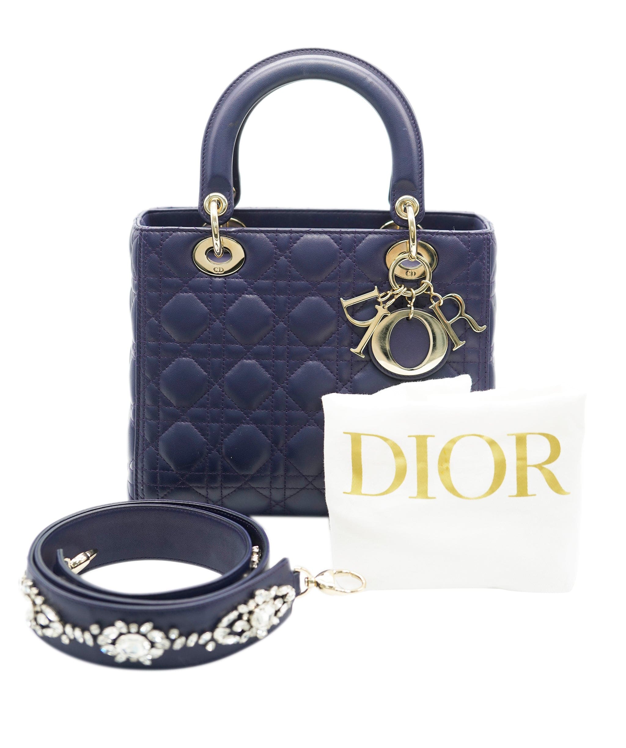 Christian Dior Purple blue lady bag, rhinestone strap ASL10466