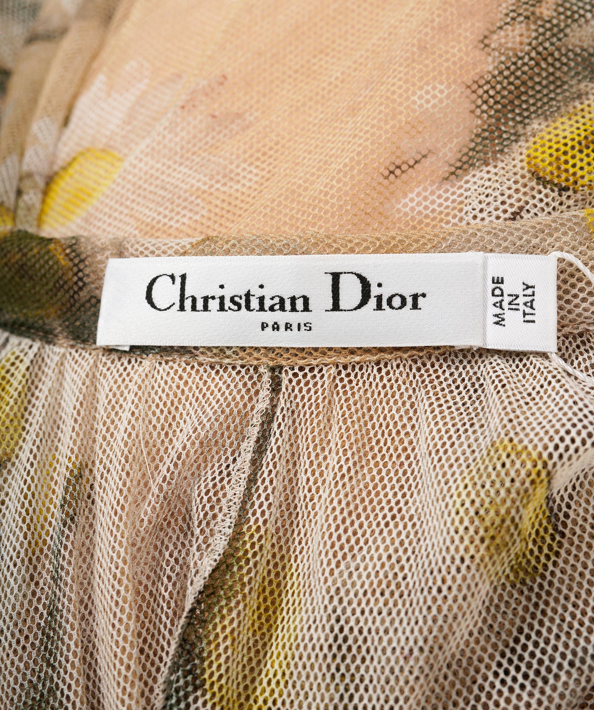 Christian Dior Christian Dior beige floral mesh overlap skirt  ASL8479