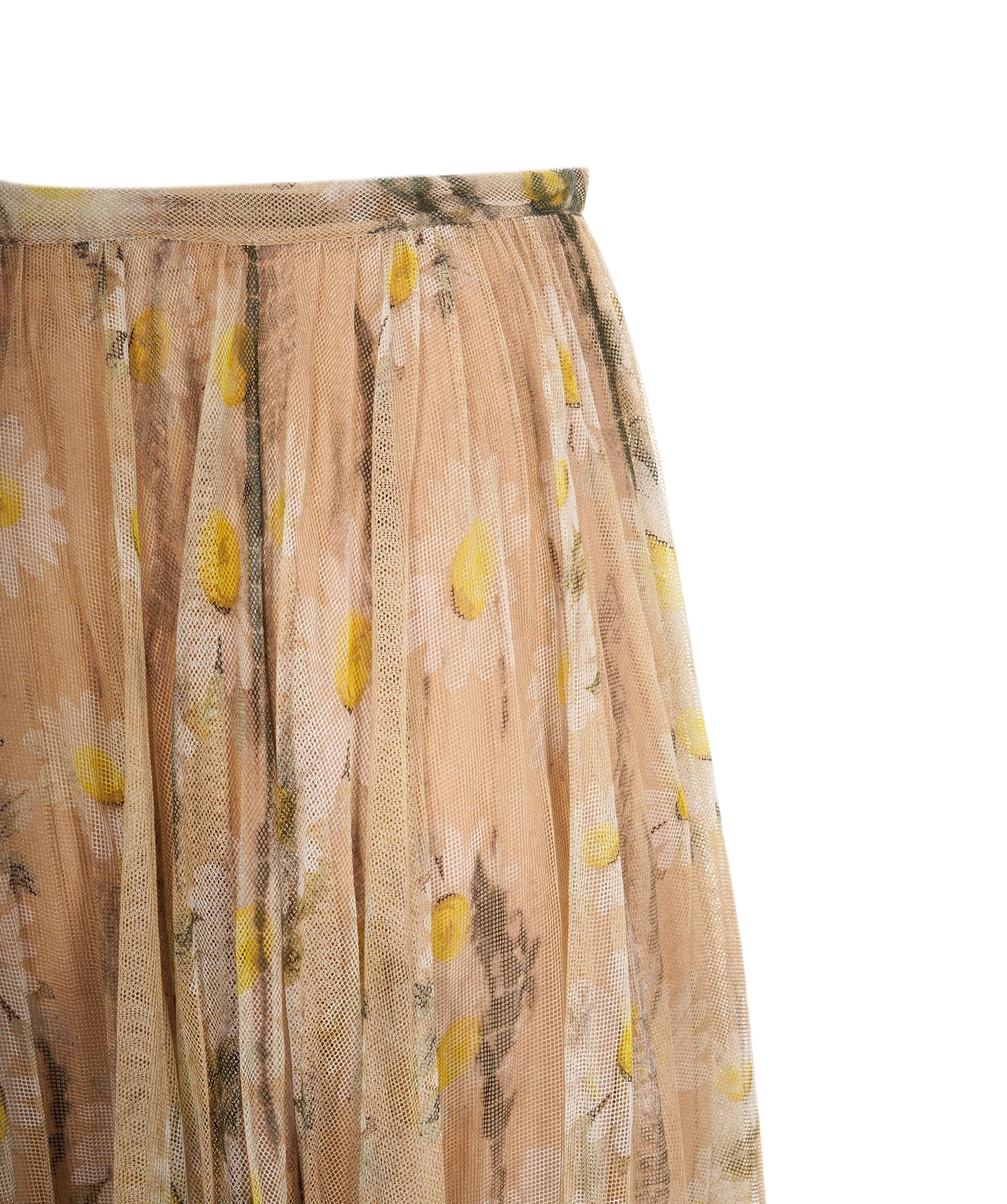 Christian Dior Christian Dior beige floral mesh overlap skirt  ASL8479